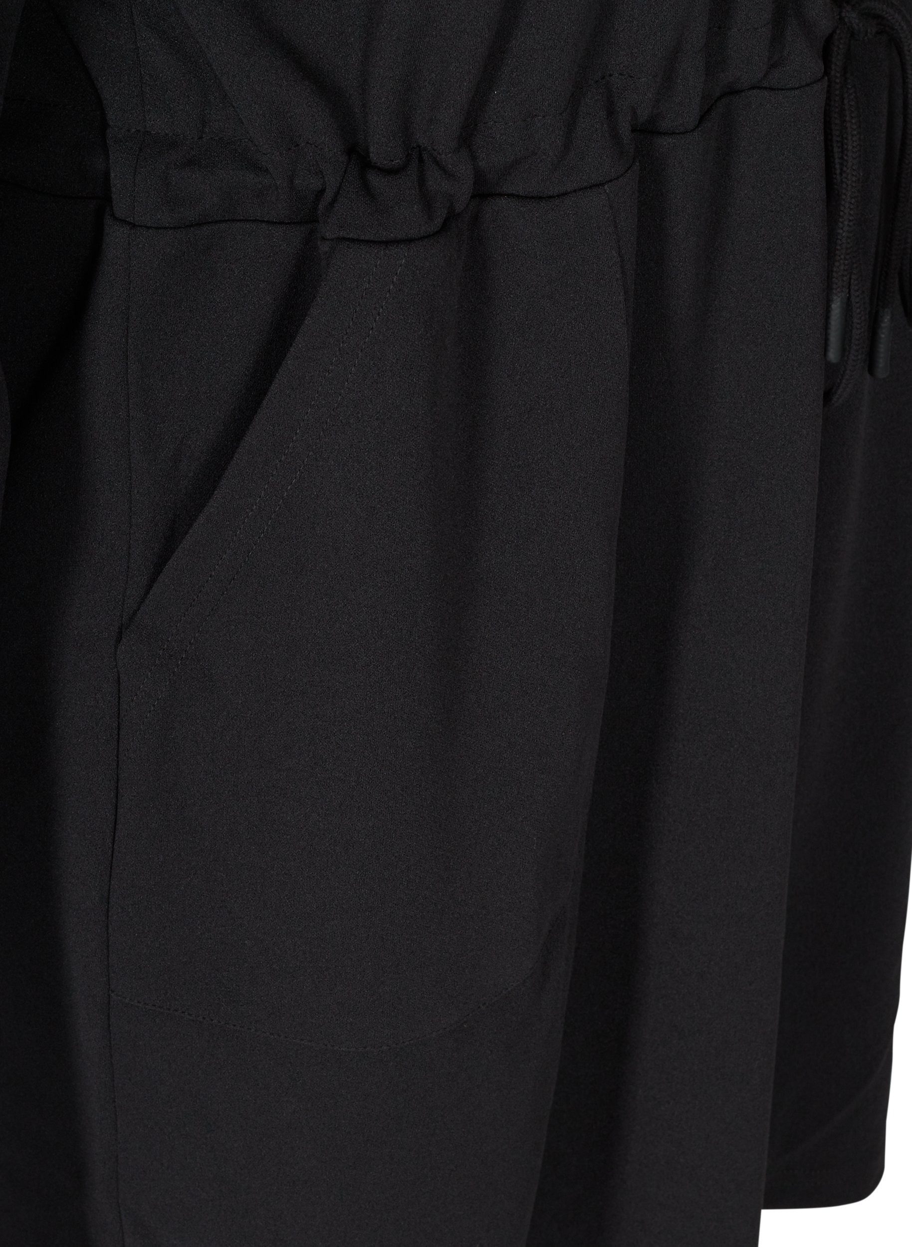 Langærmet tunika med lommer, Black, Packshot image number 3