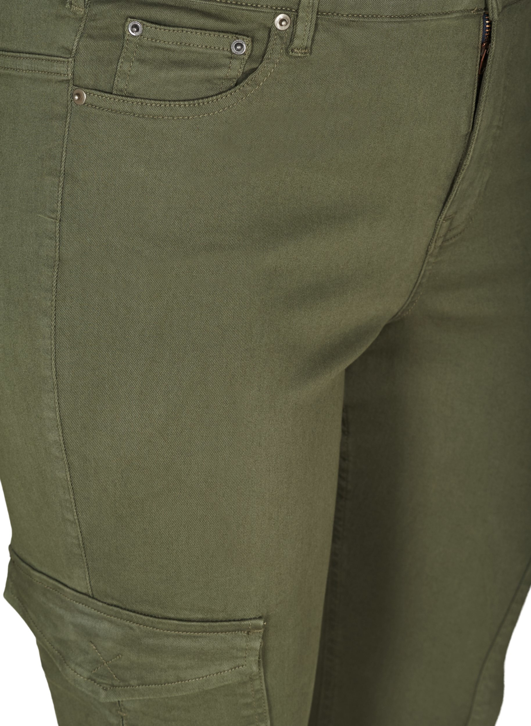 Bomulds bukser med ankellængde, Army green , Packshot image number 2