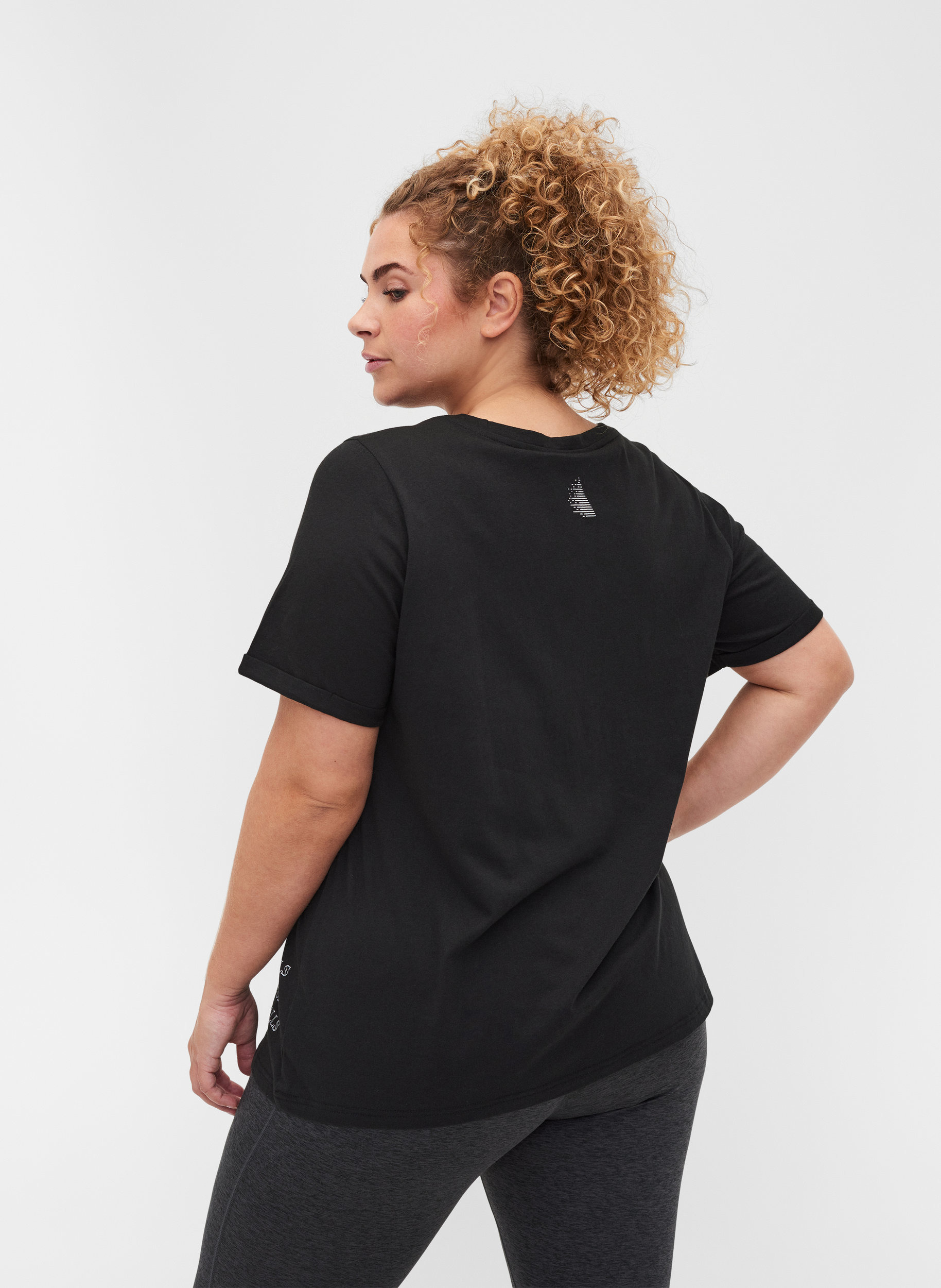 Bomulds trænings t-shirt med tekst og korte ærmer , Black, Model image number 1