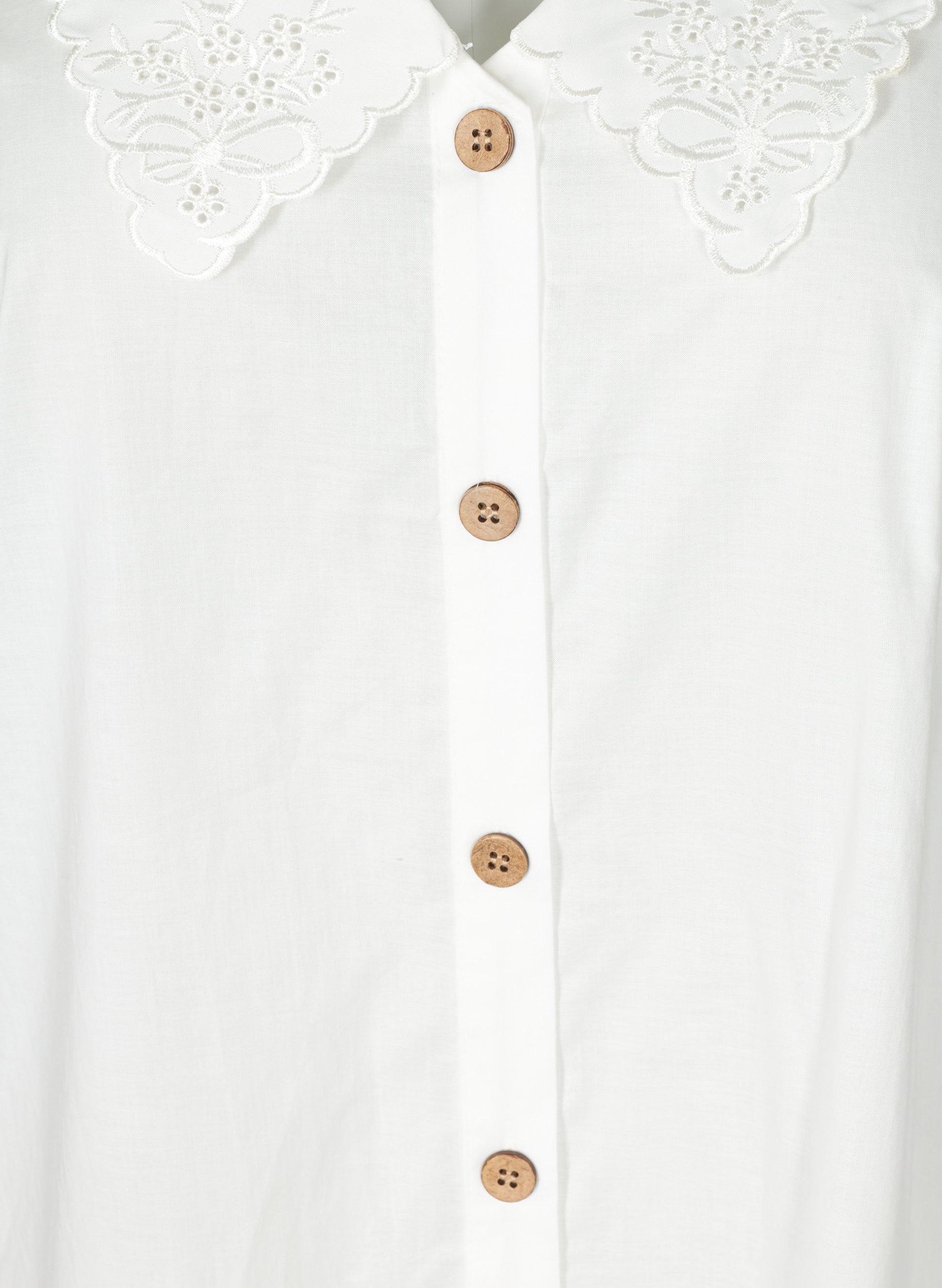 Bomulds skjortekjole med ballonærmer, Bright White, Packshot image number 2