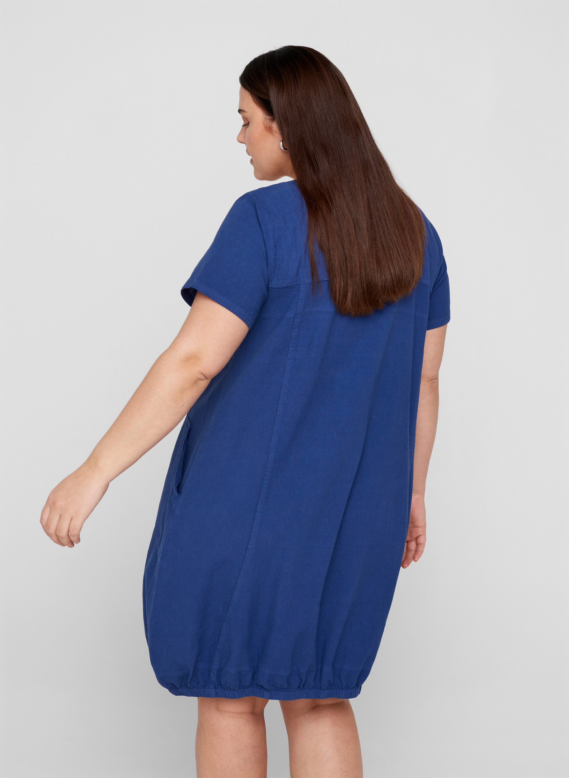 Kortærmet kjole i bomuld, Twilight Blue, Model image number 1