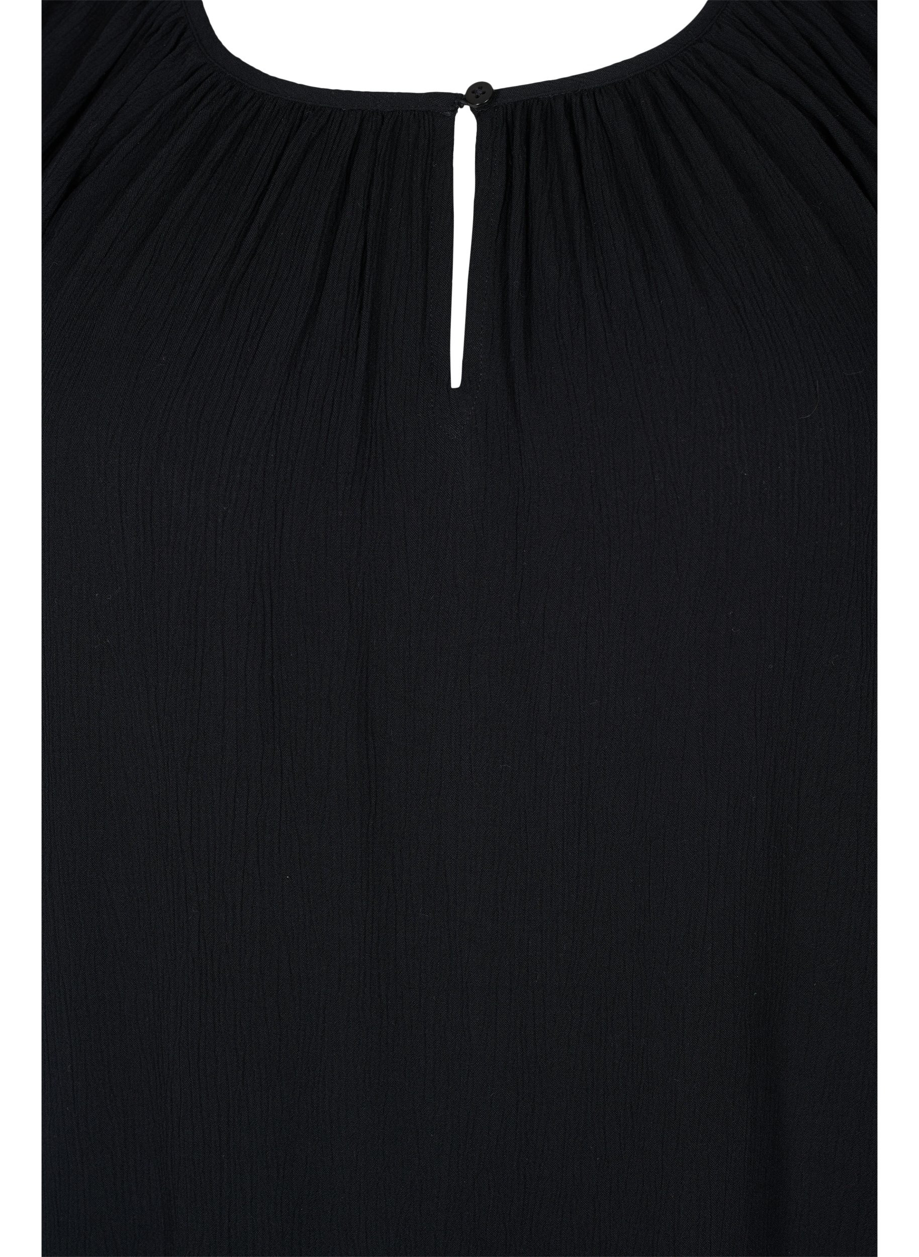 Kortærmet kjole i viskose, Black, Packshot image number 2