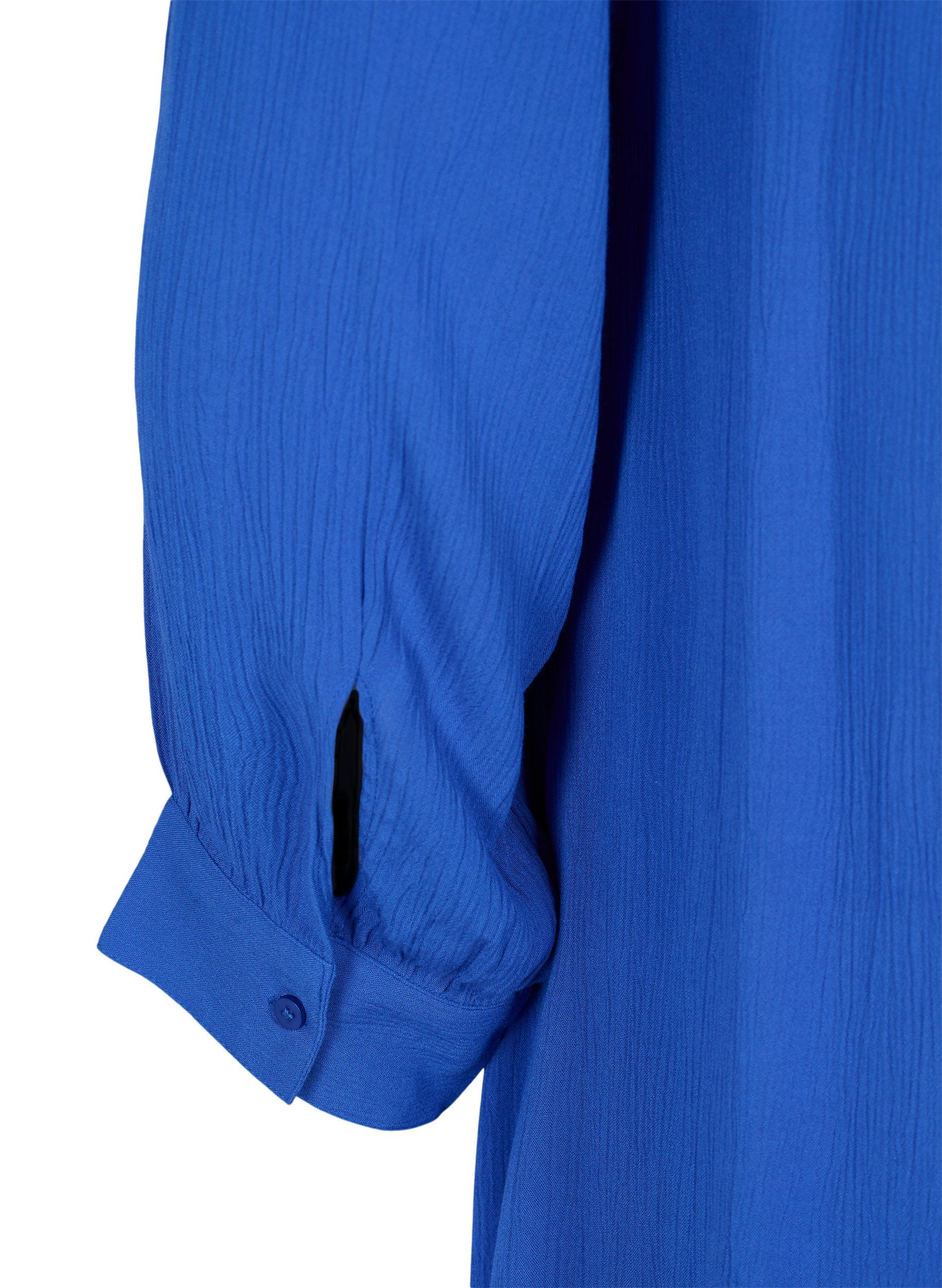 Viskose tunika med 3/4 ærmer, Dazzling Blue, Packshot image number 3