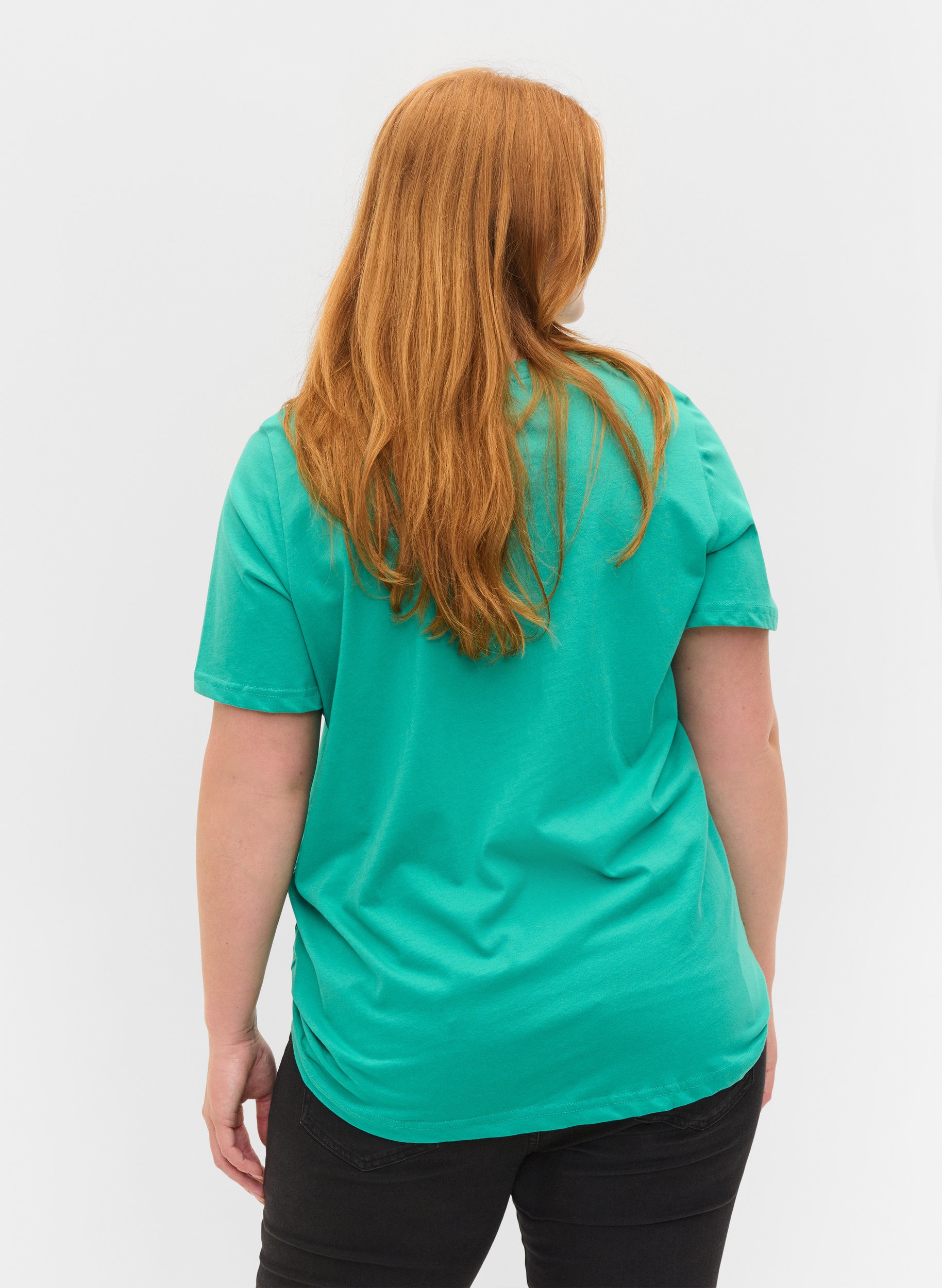 Kortærmet bomulds t-shirt med tryk, Sea Green, Model image number 1