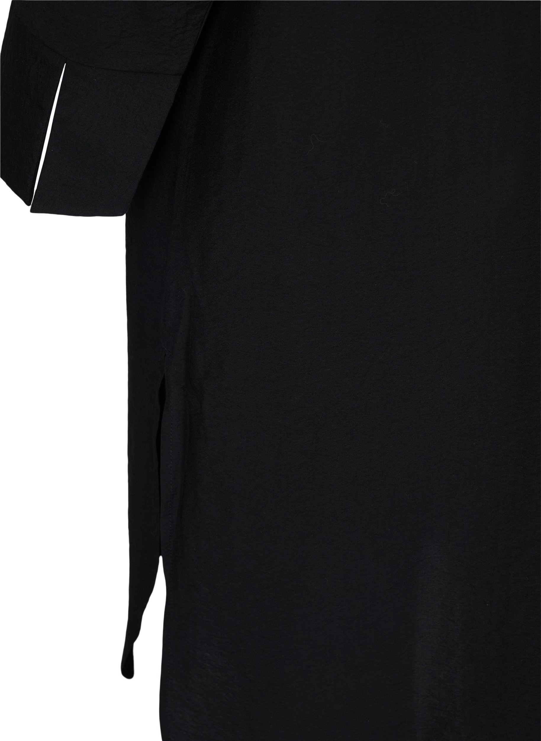 Skjortekjole med bindedetalje og slids, Black, Packshot image number 3
