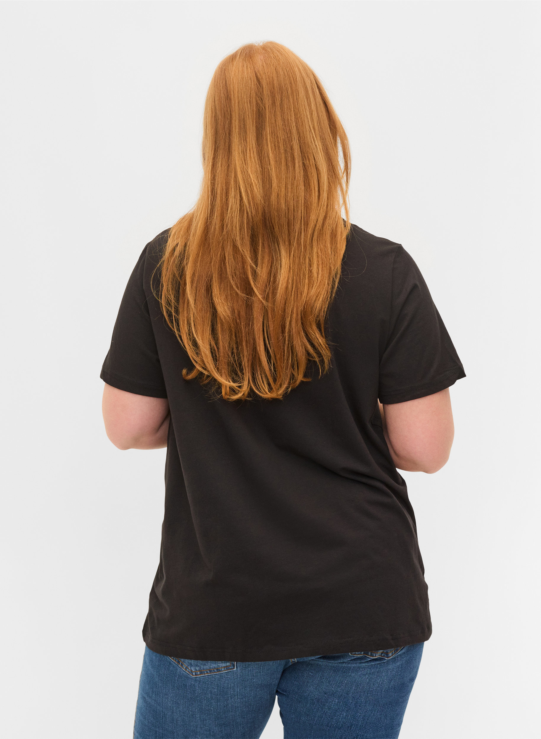Kortærmet t-shirt med v-udskæring, Black, Model image number 1
