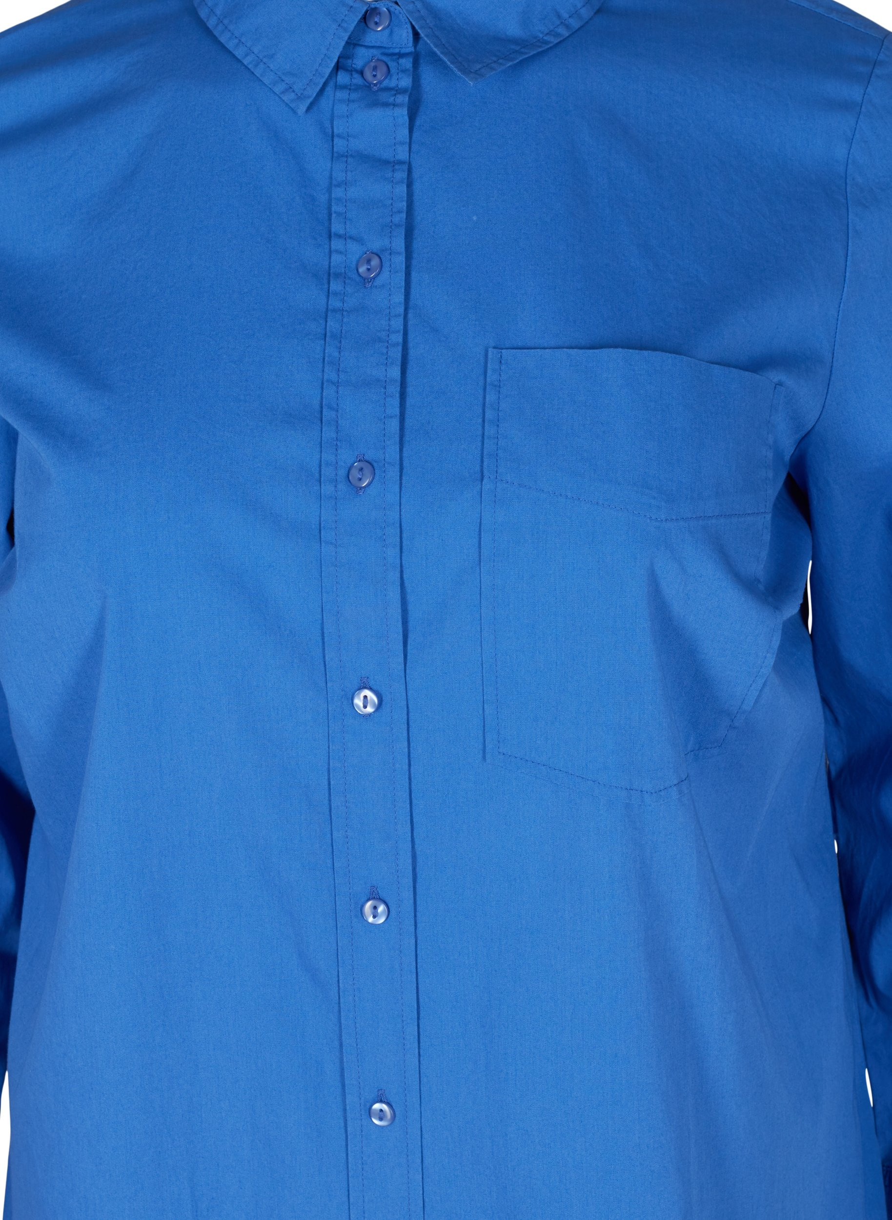 Lang bomulds skjorte med brystlomme, Dazzling Blue, Packshot image number 2