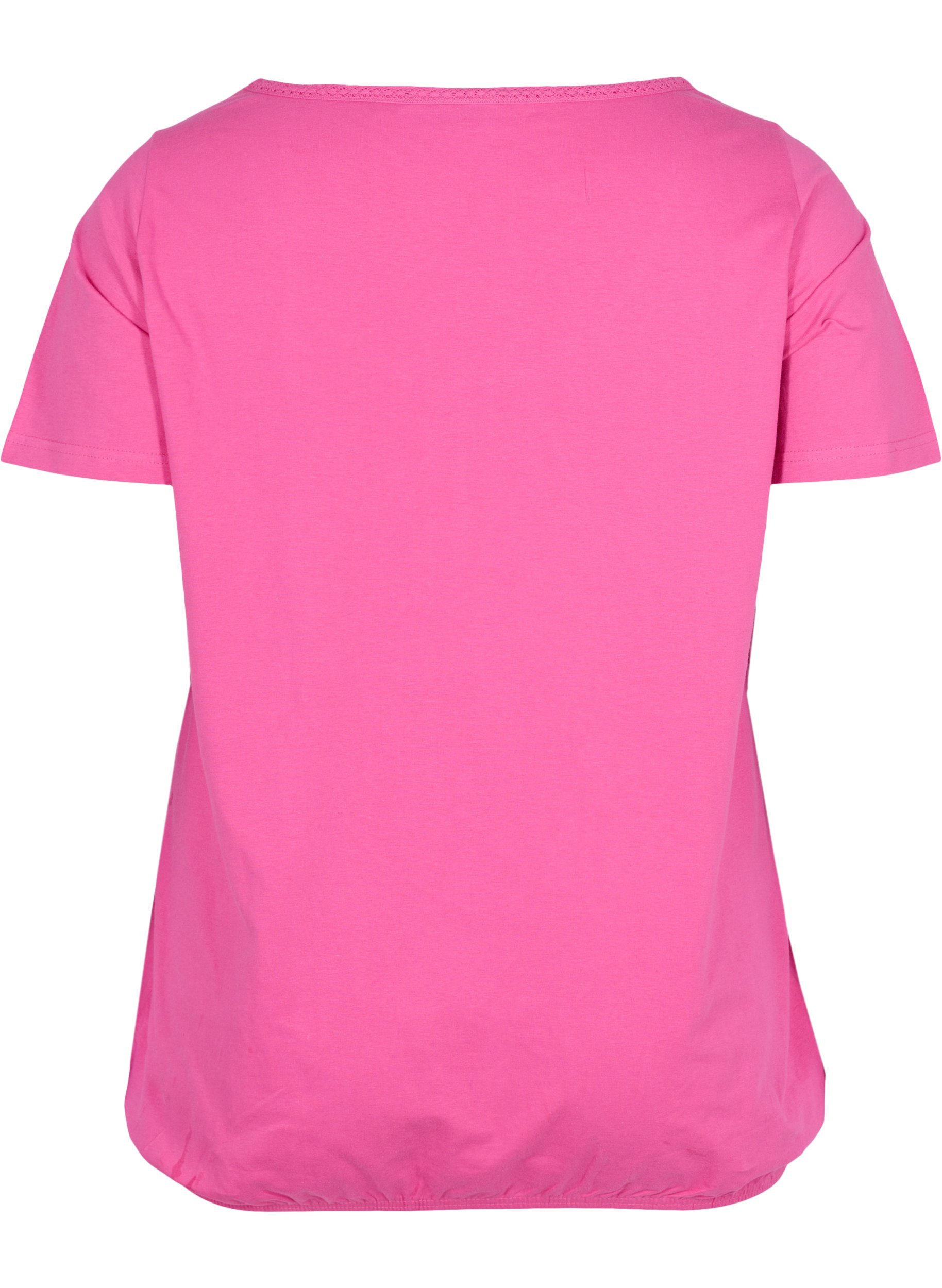 Bomulds t-shirt med korte ærmer, Raspberry Rose, Packshot image number 1