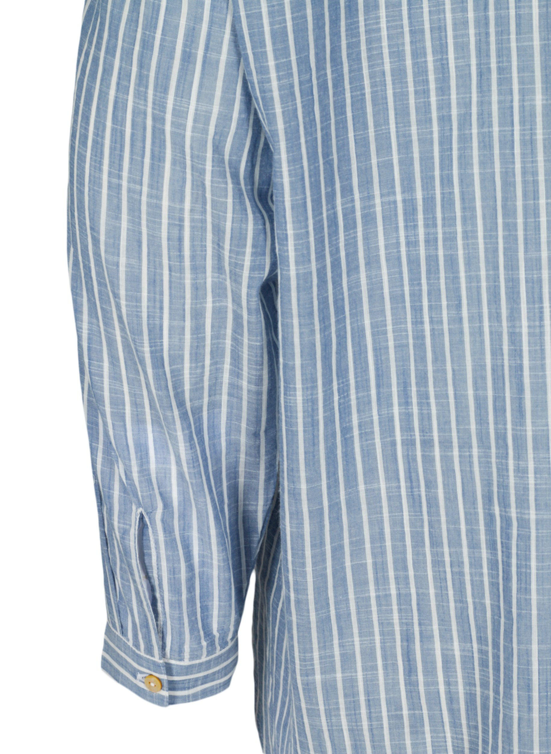 Lang stribet skjorte i bomuld, Country Blue Stripe, Packshot image number 3