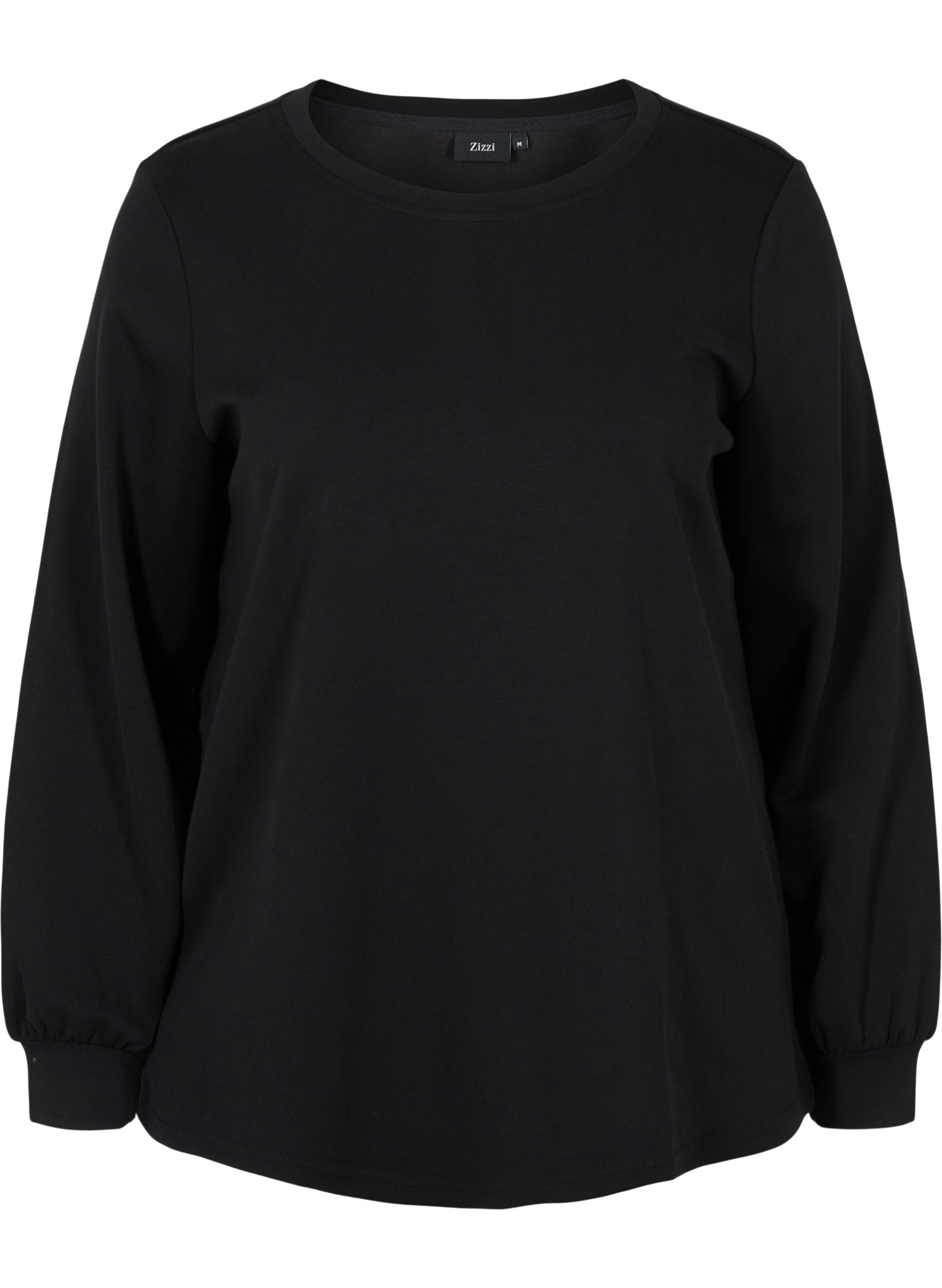 Sweatshirt med rund hals og lange ærmer, Black
