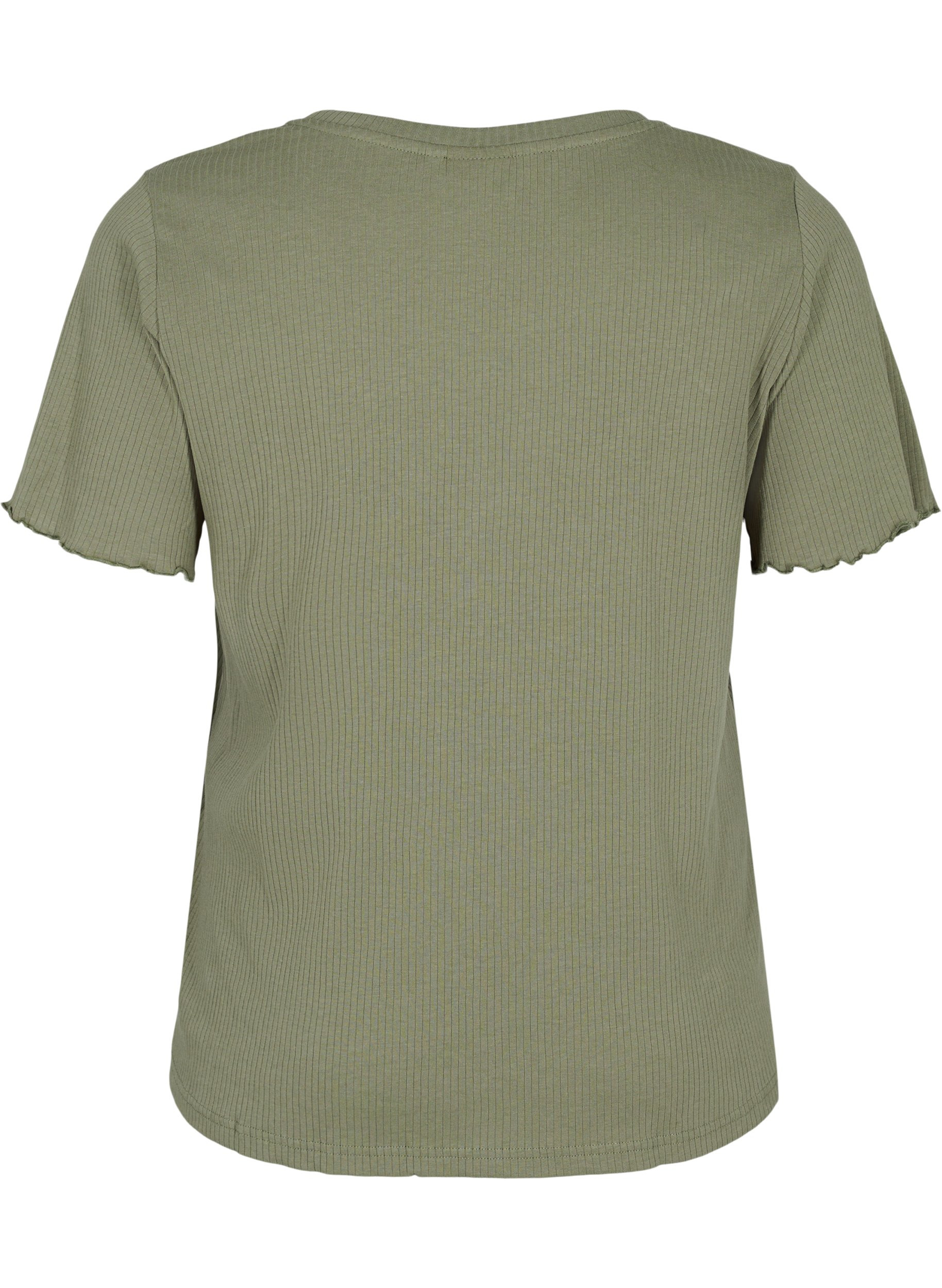 Kortærmet t-shirt i ribkvalitet, Dusty Olive, Packshot image number 1