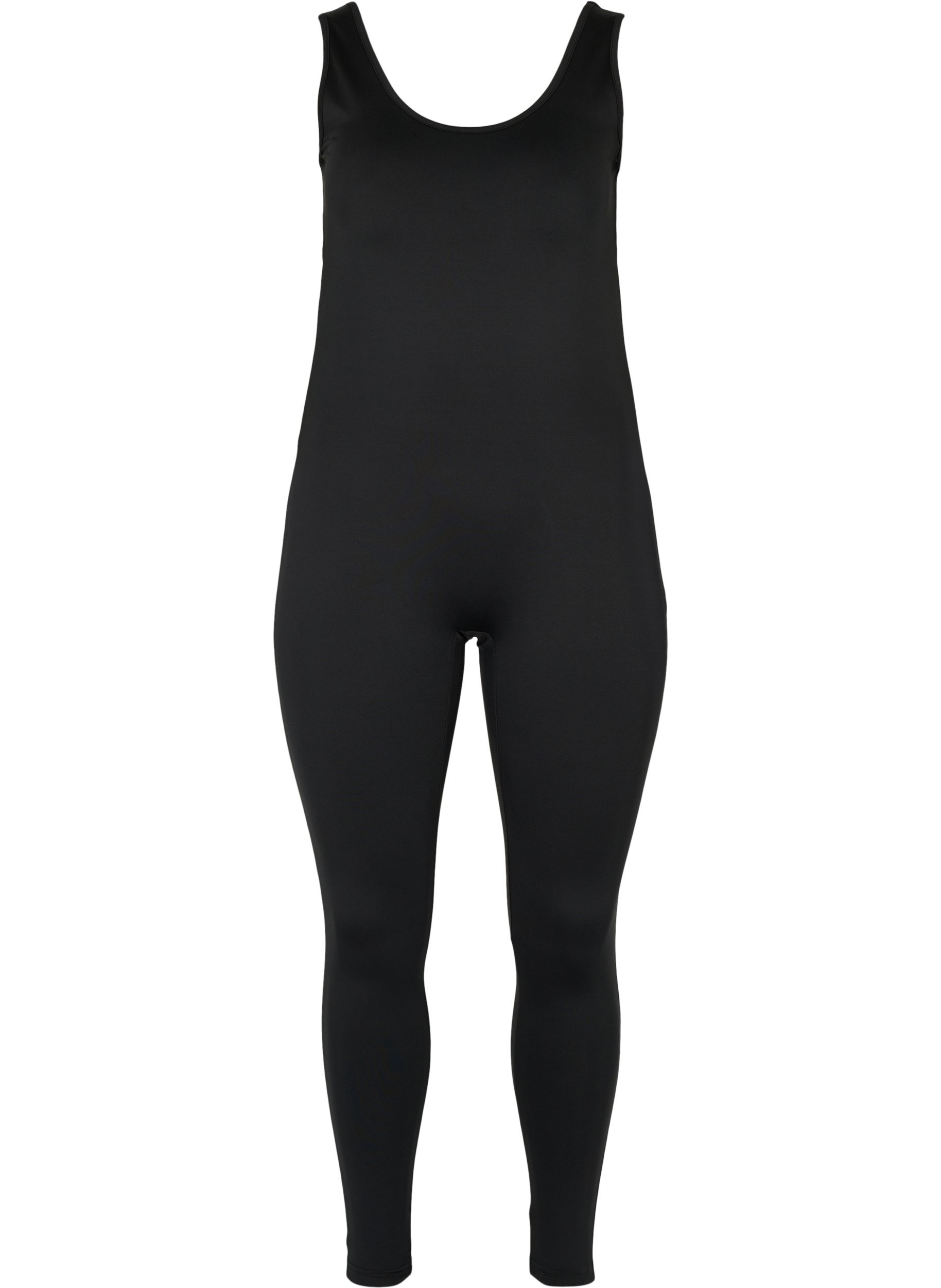 Tætsiddende trænings jumpsuit, Black, Packshot image number 0