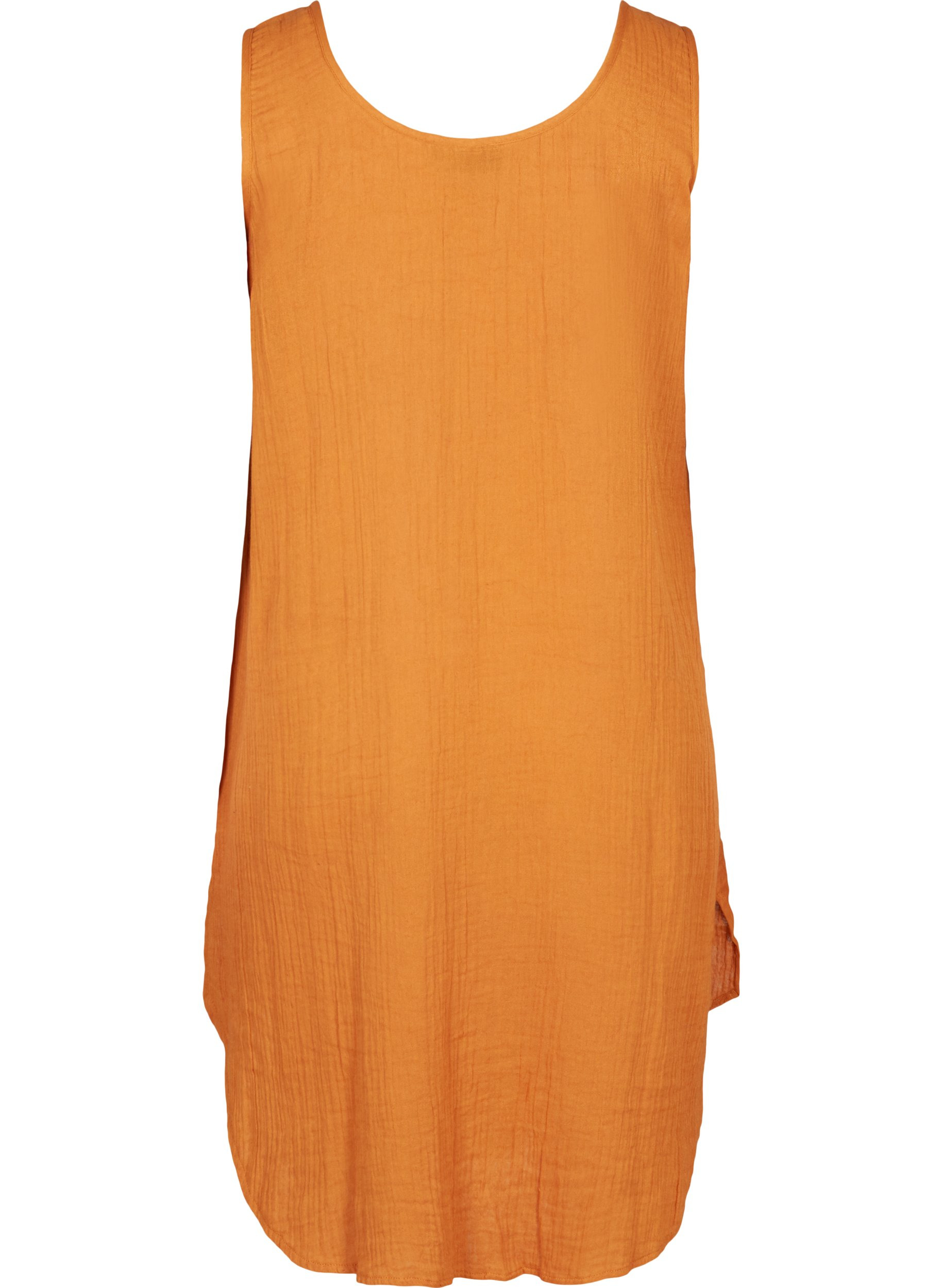 Ærmeløs bomulds kjole med a-form , Mustard As sample, Packshot image number 1