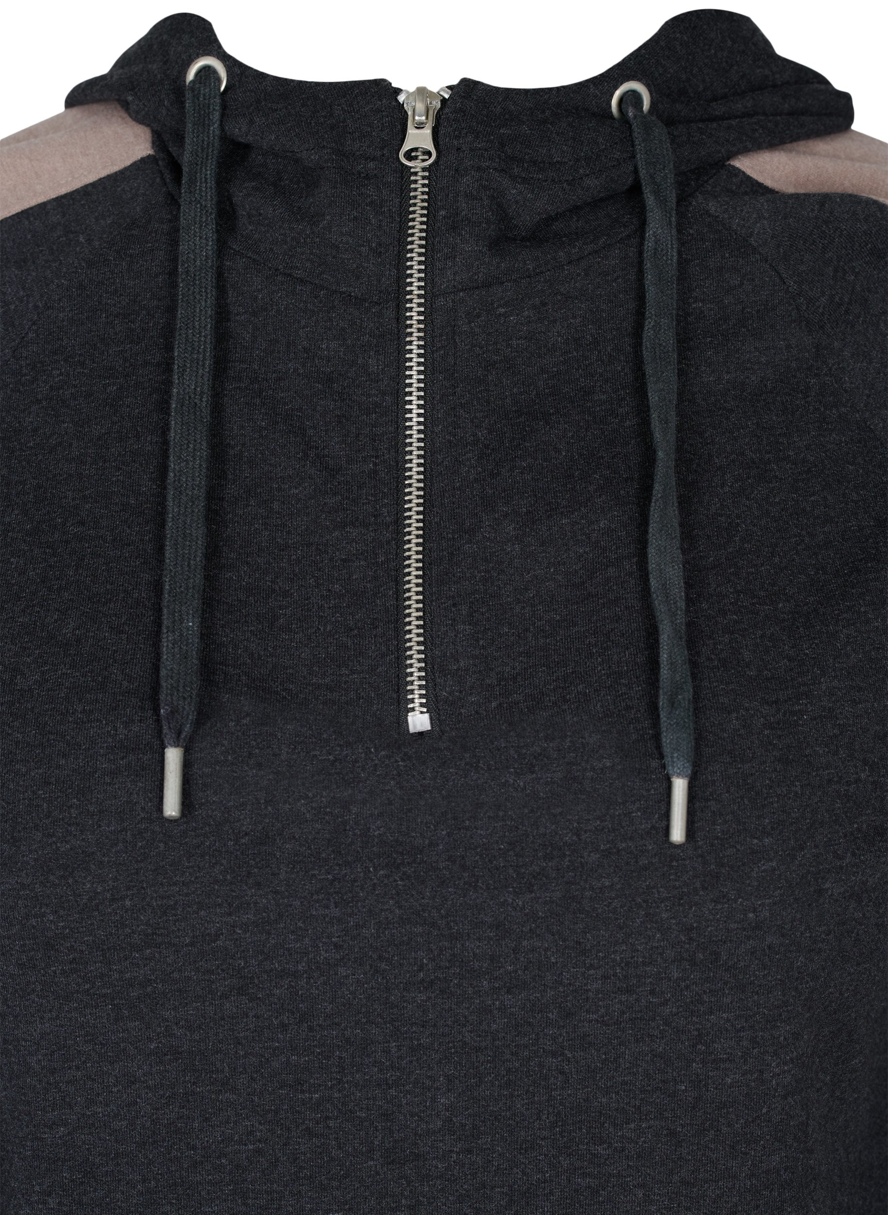 Sweatshirt med lynlås og hætte, Black, Packshot image number 2