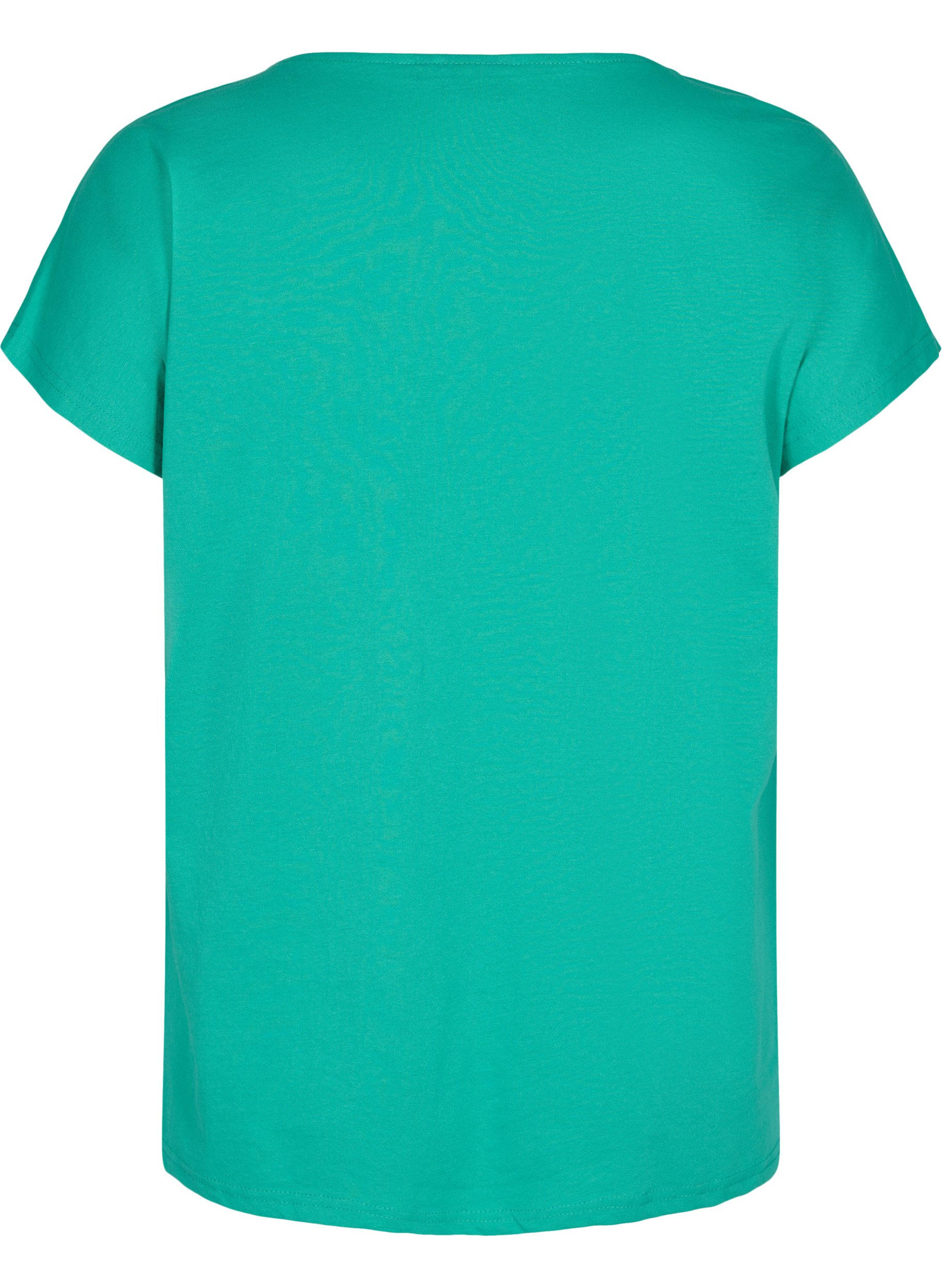 T-shirt i bomuldsmix, Sea Green, Packshot image number 1