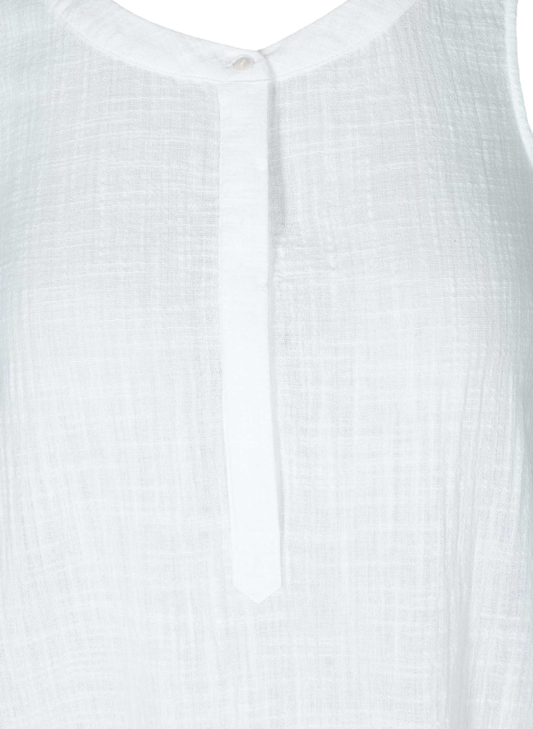 Ærmeløs kjole i bomuld, White, Packshot image number 2