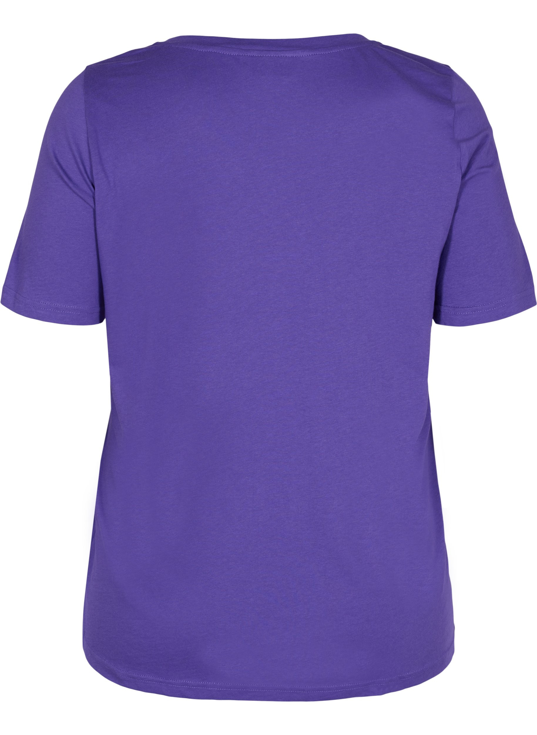 T-shirt i økologisk bomuld med v-udskæring, Ultra Violet, Packshot image number 1