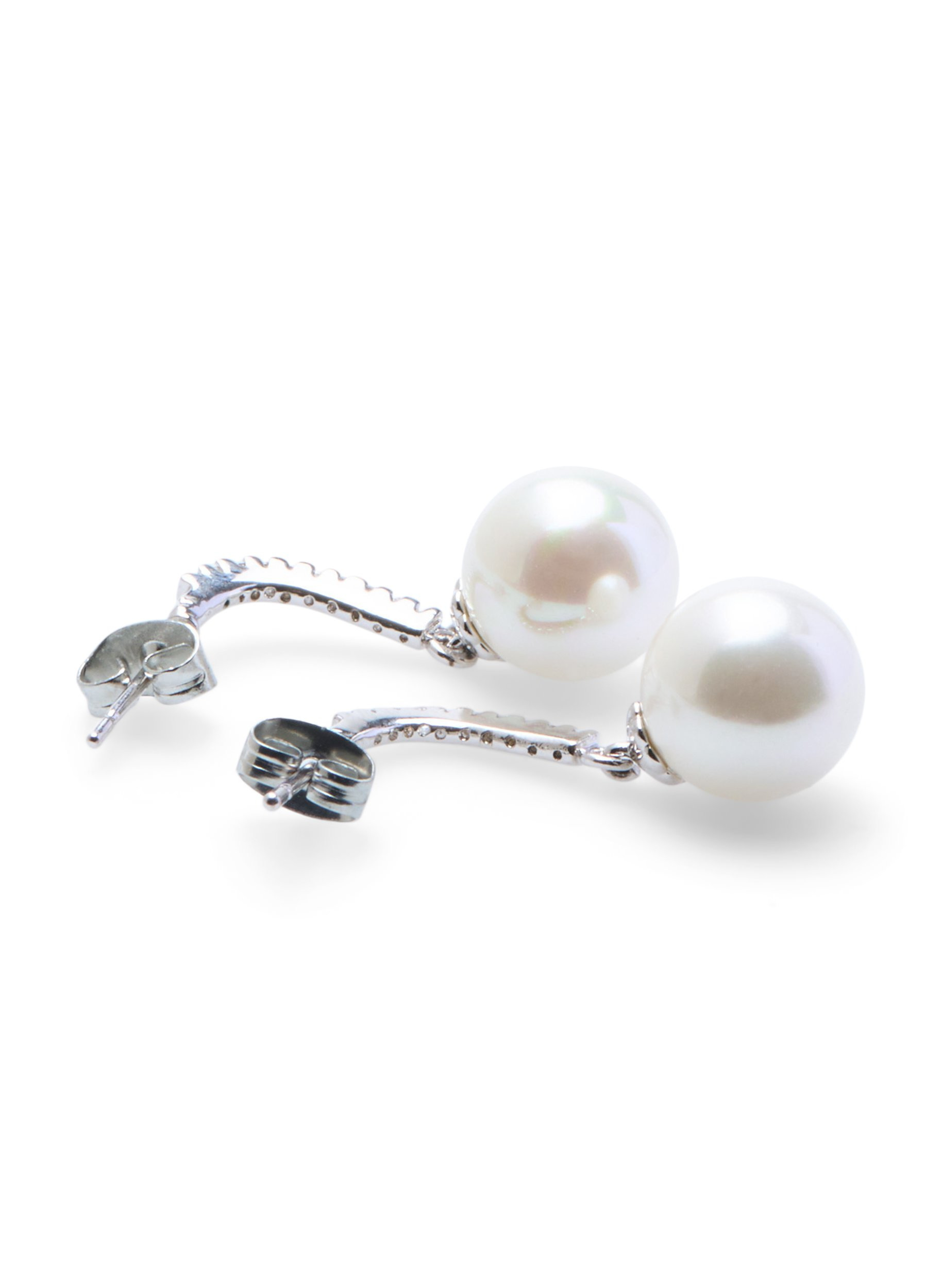 Øreringe med sten og perle vedhæng, Silver, Packshot image number 2