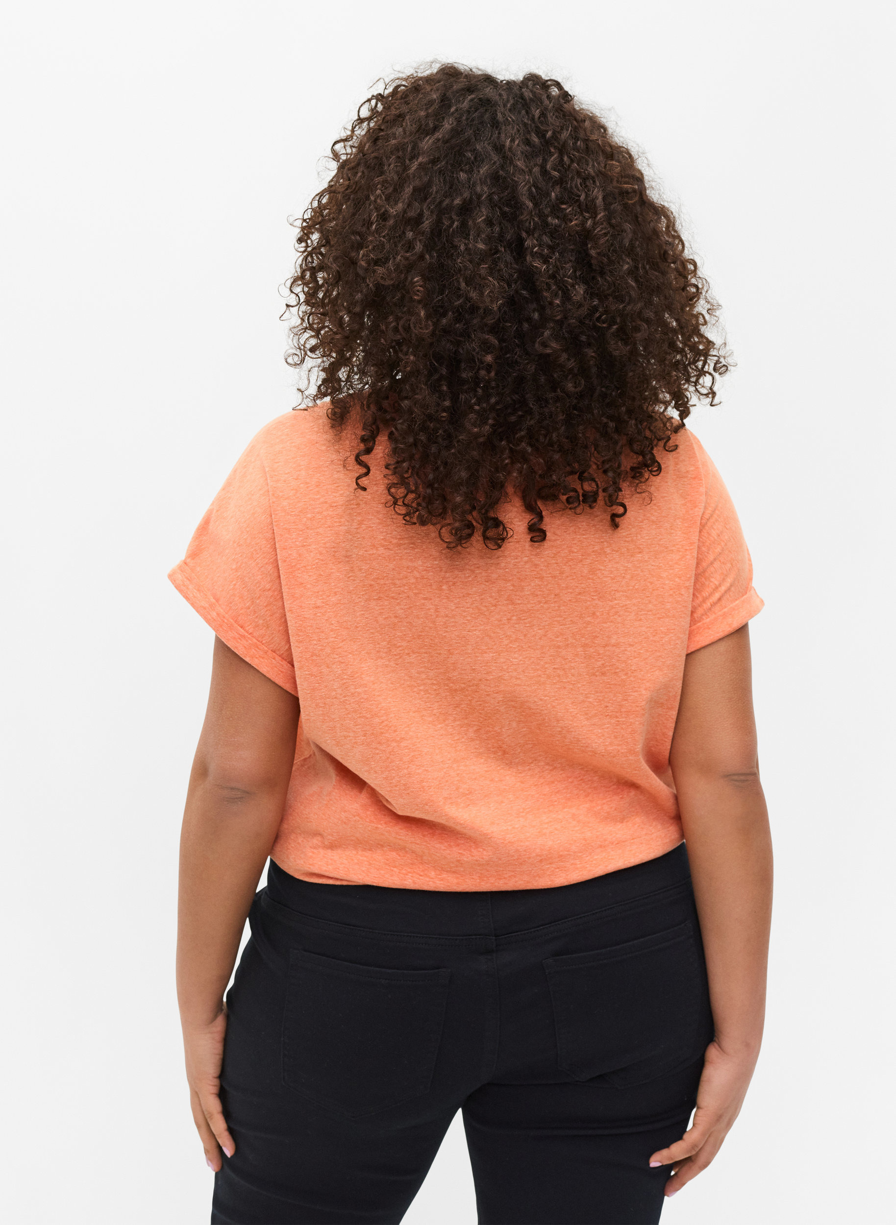 Meleret t-shirt i bomuld, Amberglow Melange, Model image number 1