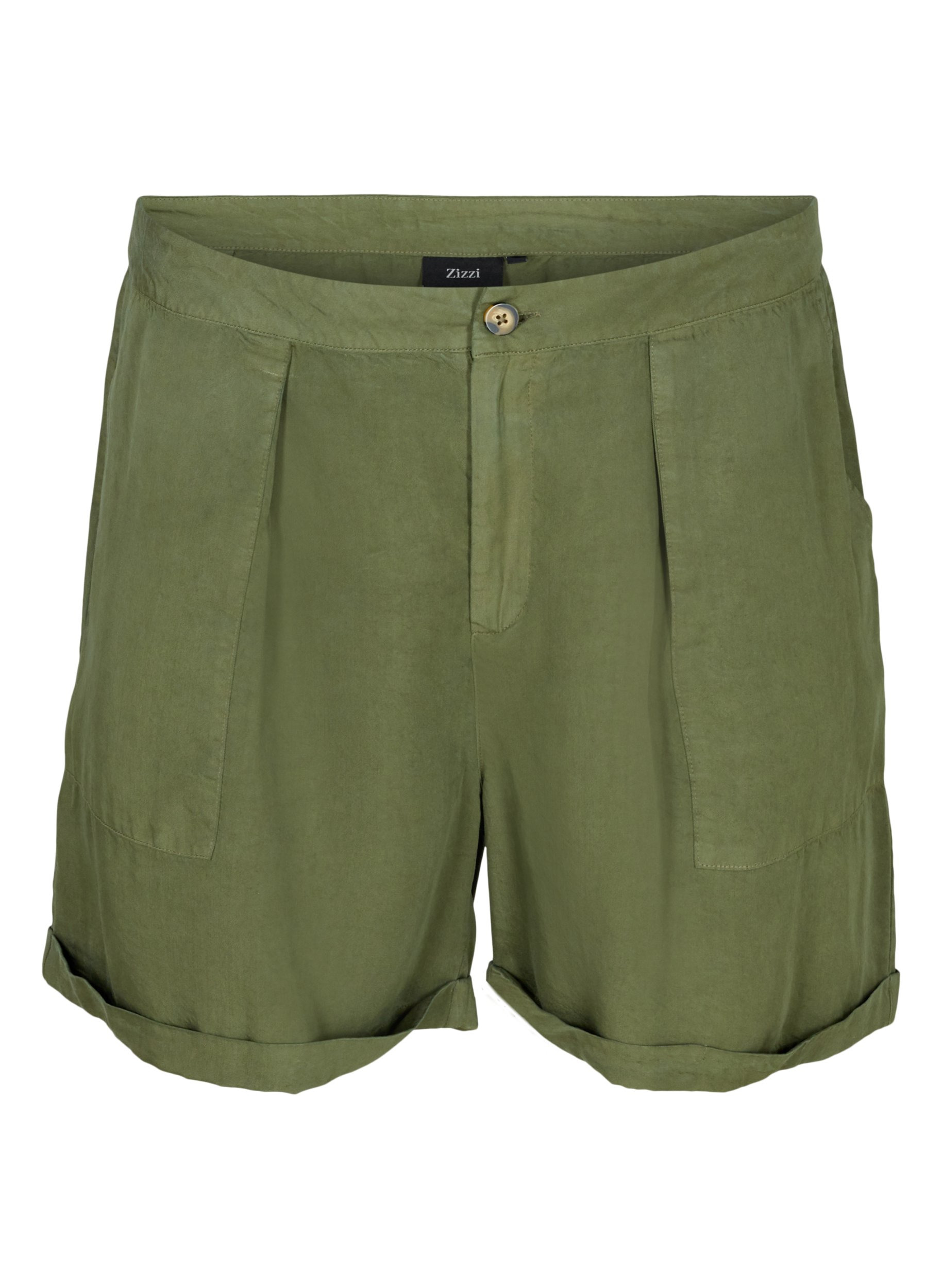 Løse shorts med lommer, Kaki Green