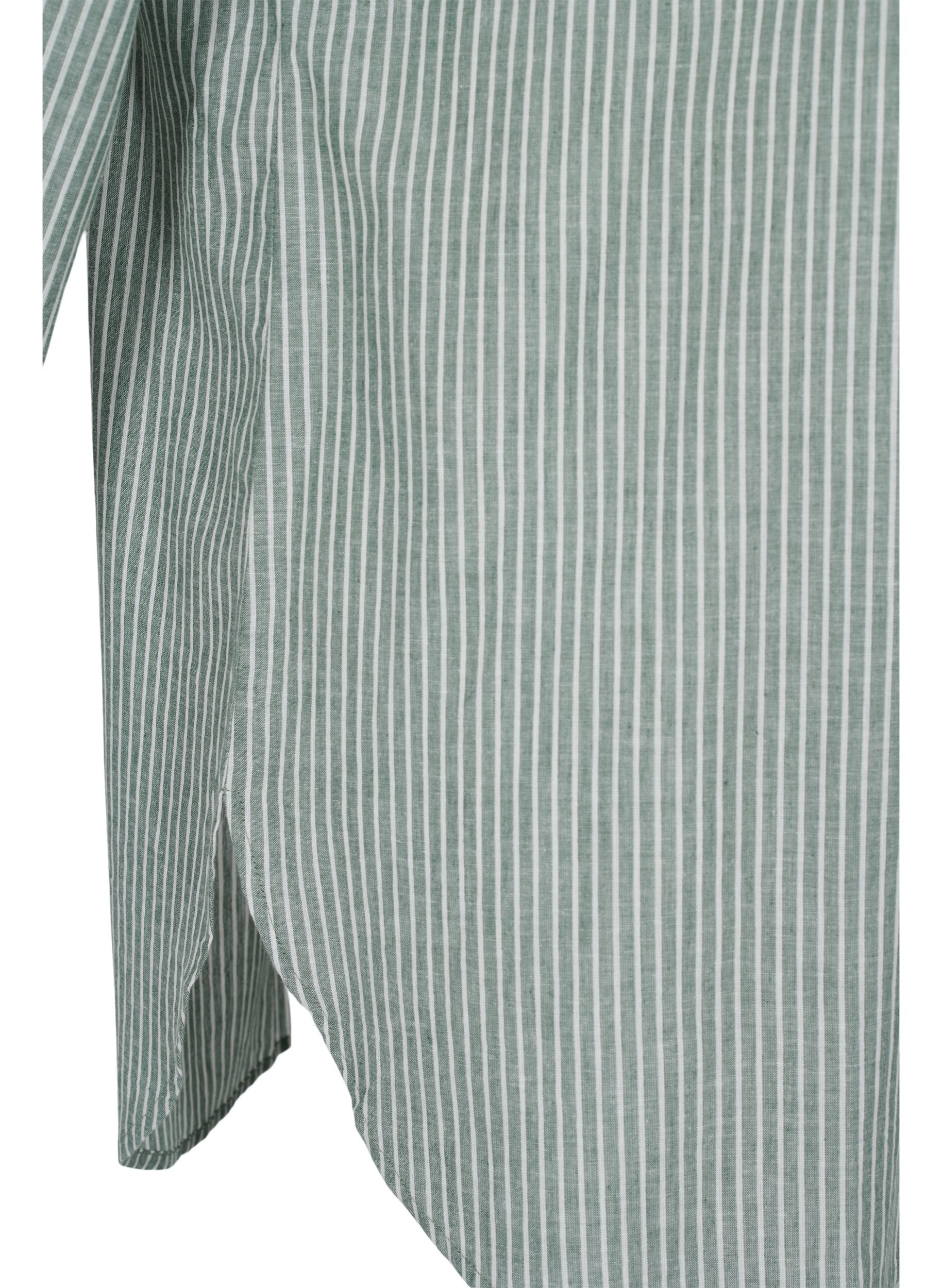 Stribet skjorte i 100% bomuld, Cilantro Stripe , Packshot image number 3