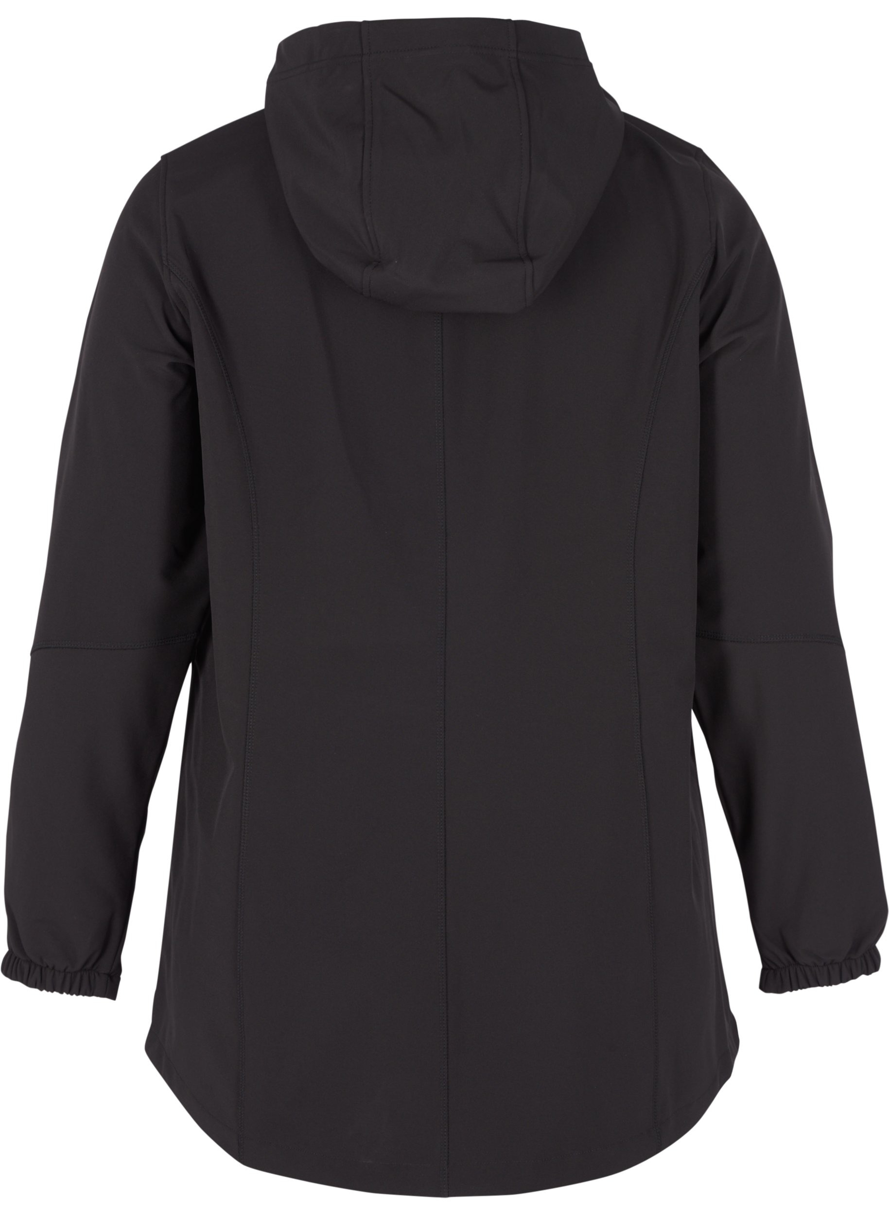 Kort softshell jakke med hætte, Black, Packshot image number 1