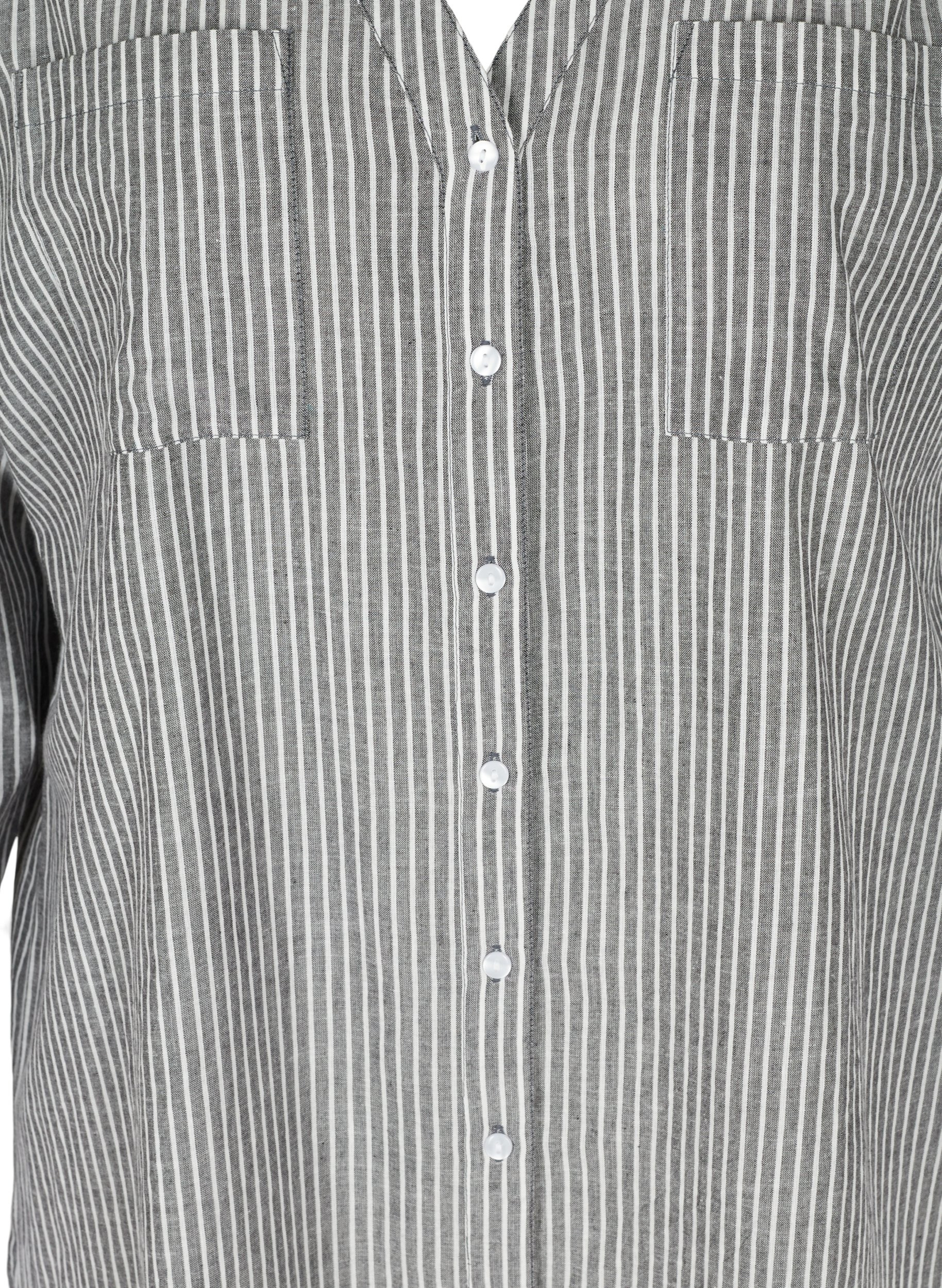 Stribet skjorte i 100% bomuld, Black Stripe, Packshot image number 2