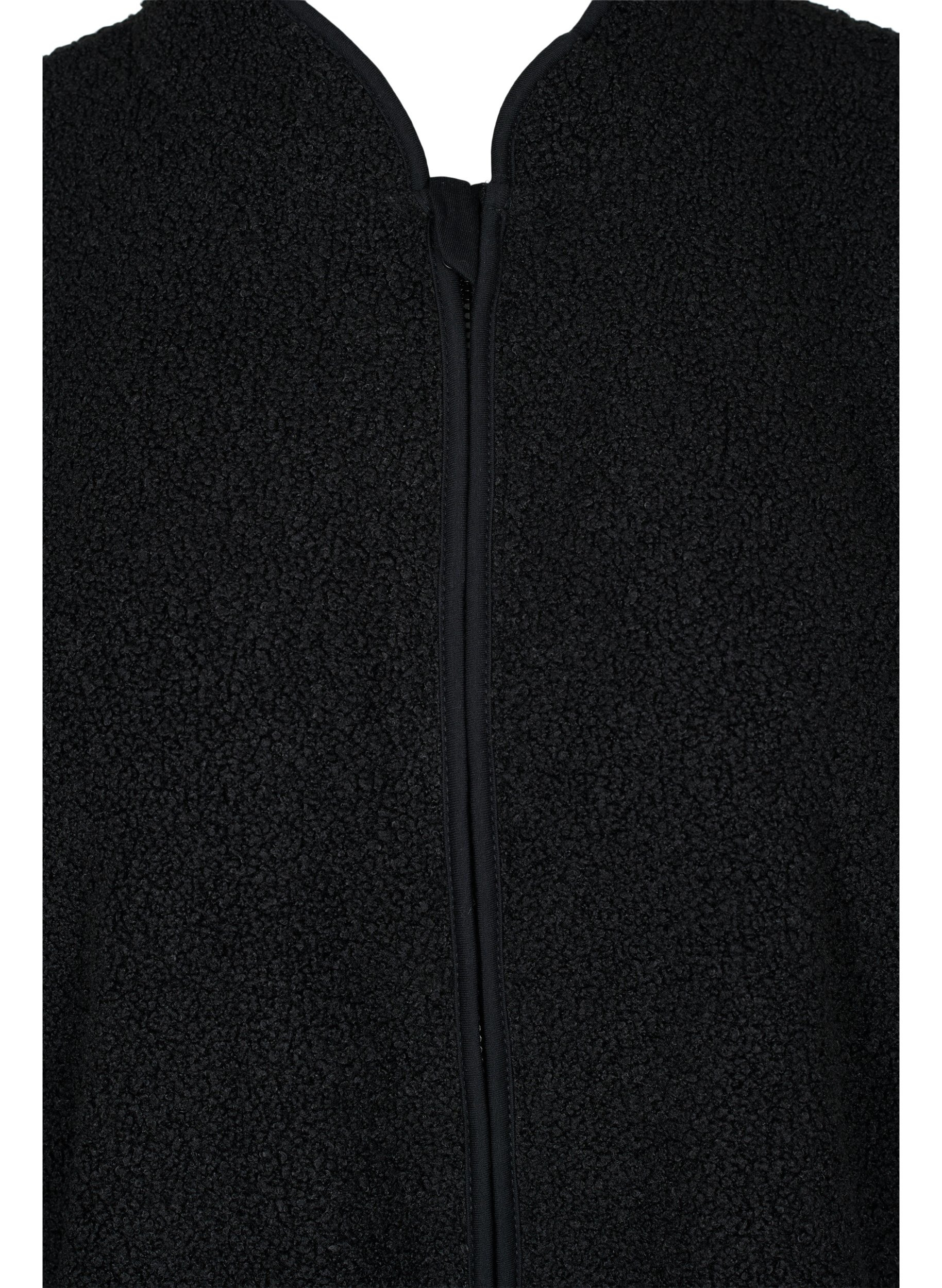 Kort teddy jakke med lommer, Black Beauty, Packshot image number 2