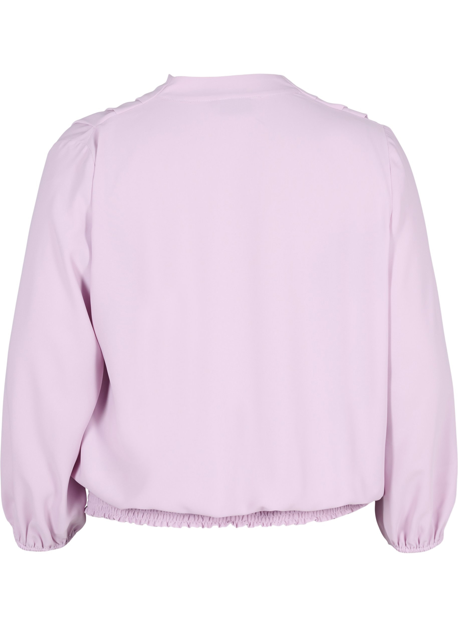 Wrap-look bluse med v-hals og 3/4 ærmer, Lavender Frost, Packshot image number 1