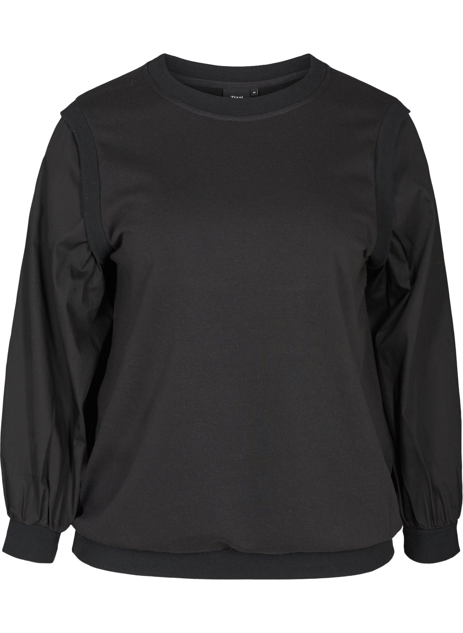 Sweatshirt med lange ærmer og ribkanter, Black, Packshot image number 0