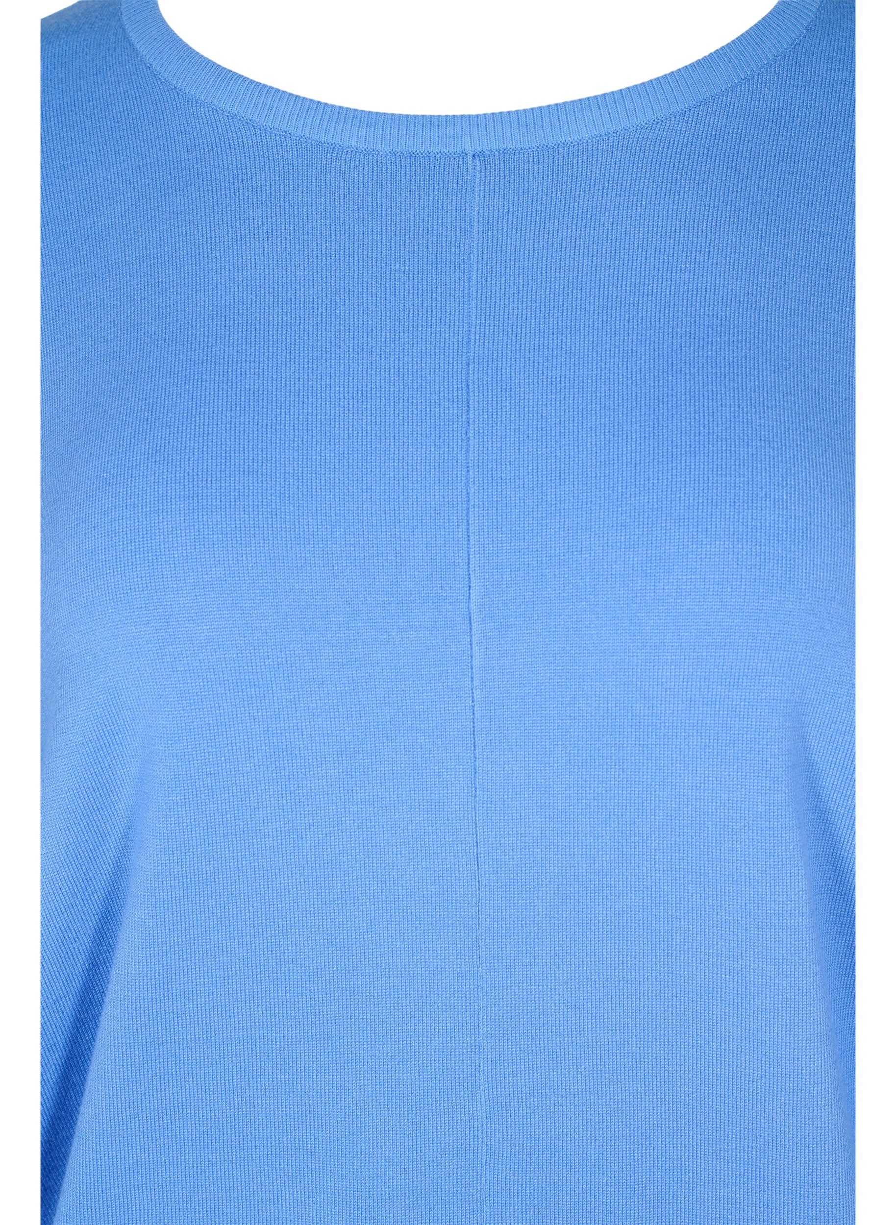 Strikbluse med rund halsudskæring, Ultramarine, Packshot image number 2