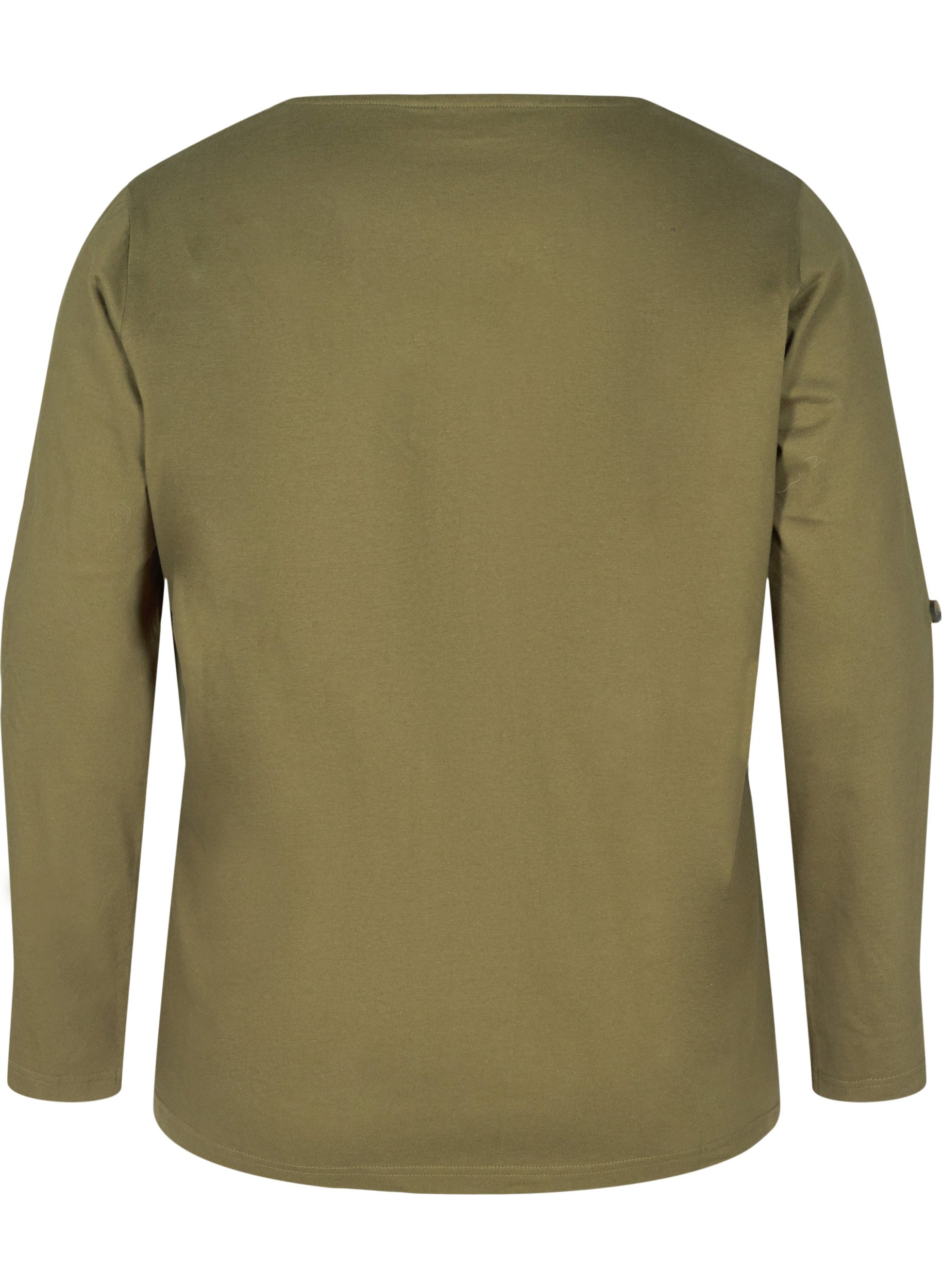 Bomulds bluse med lynlås detalje, Ivy Green, Packshot image number 1