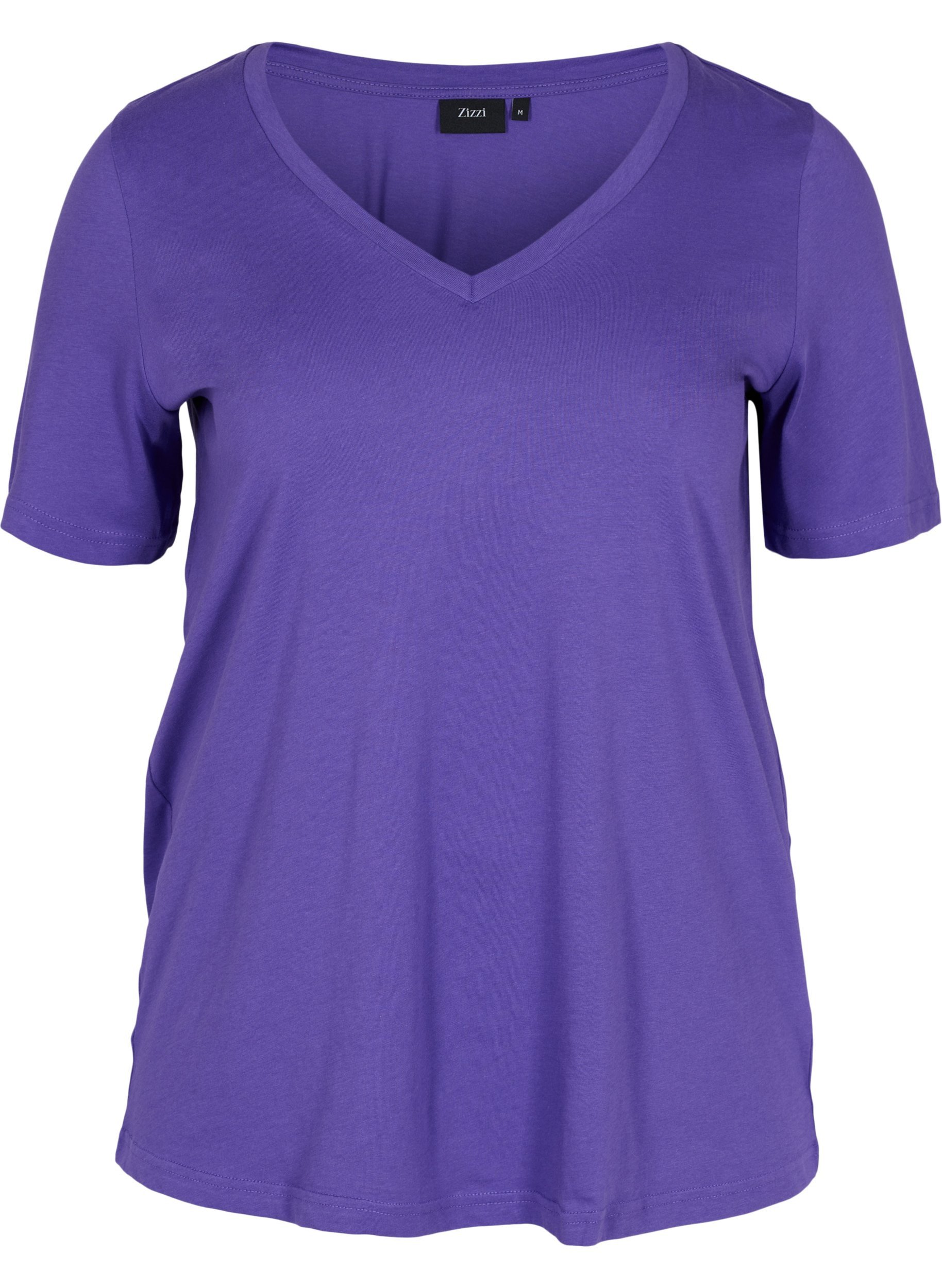 T-shirt i økologisk bomuld med v-udskæring, Ultra Violet, Packshot image number 0