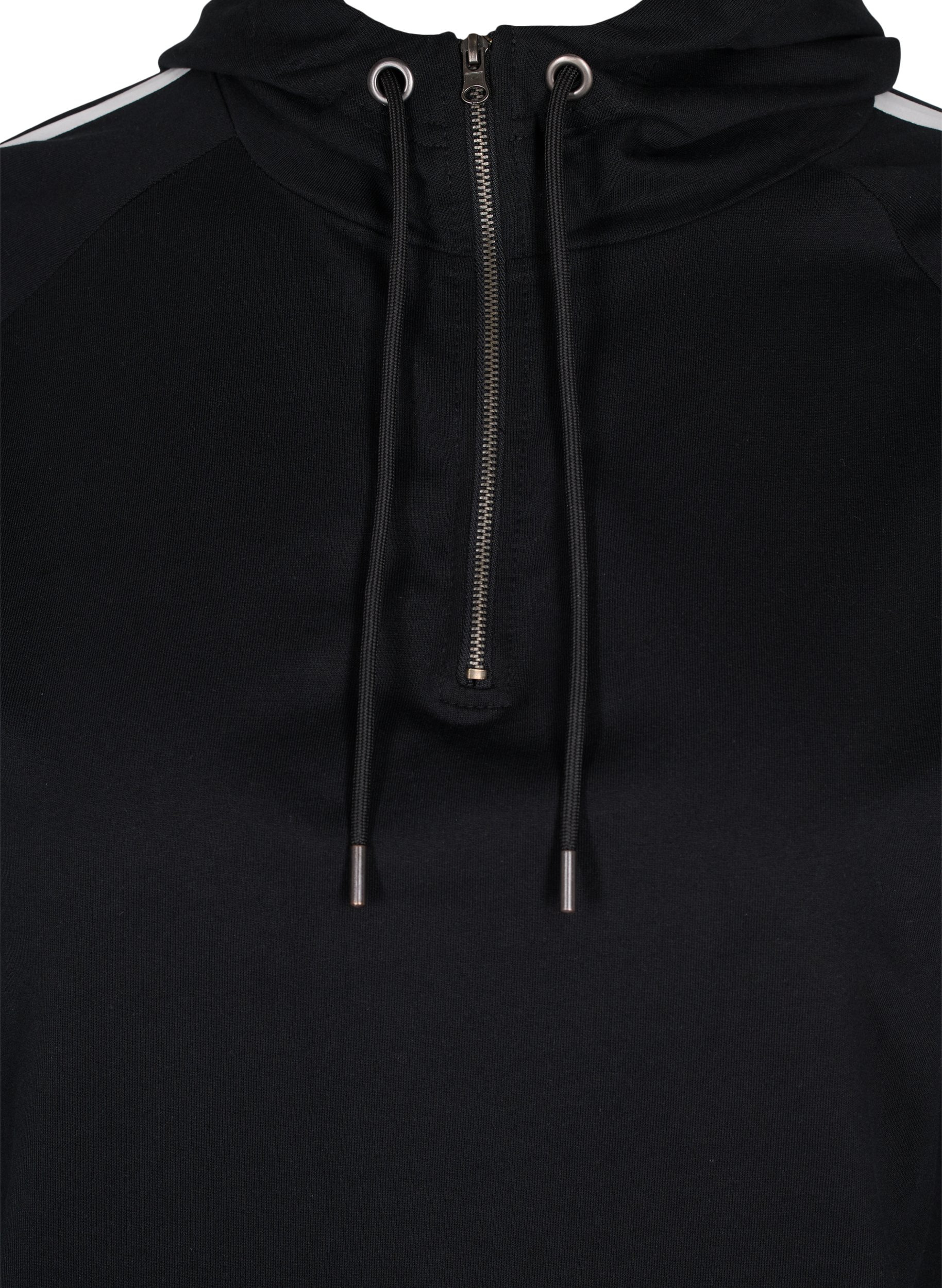 Sweatshirt med hætte og lynlås, Black, Packshot image number 2