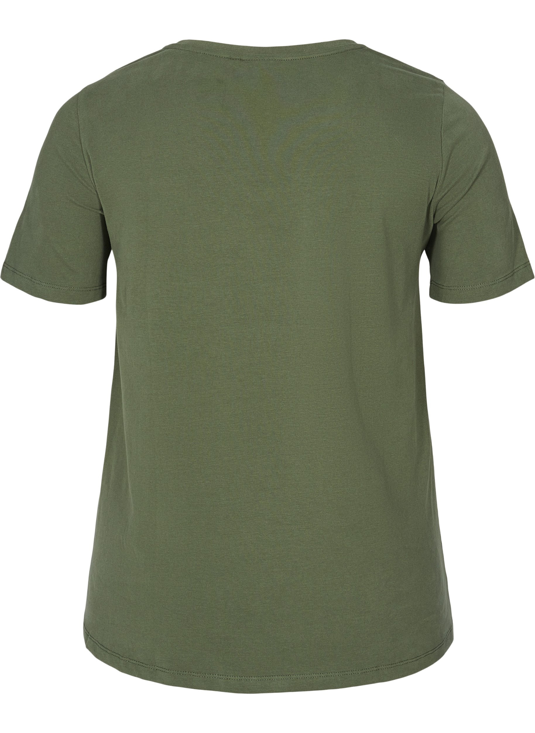 Basis t-shirt med v-hals, Thyme, Packshot image number 1