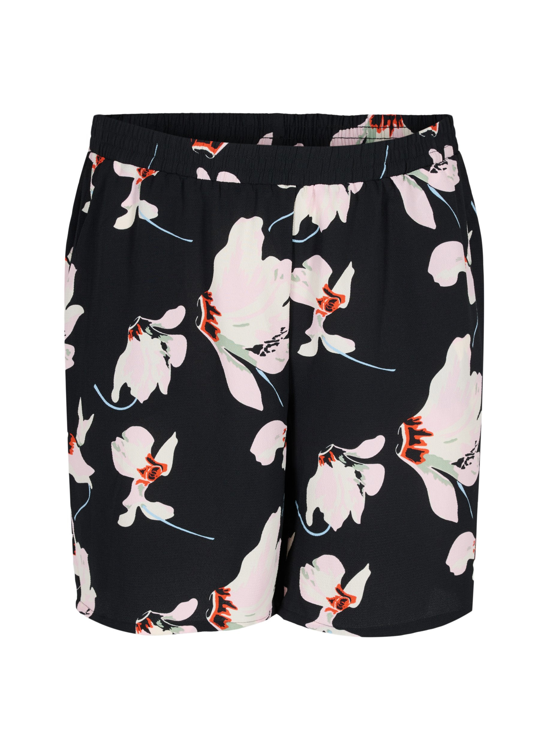 Printede shorts med lommer, Big Flower AOP