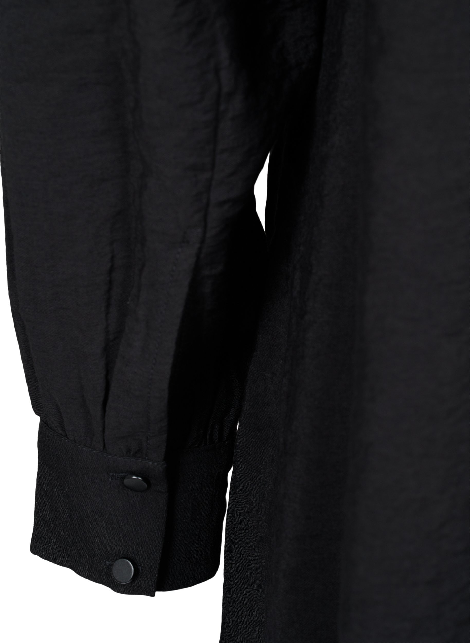 Lang ensfarvet skjorte i viskosemix, Black, Packshot image number 3