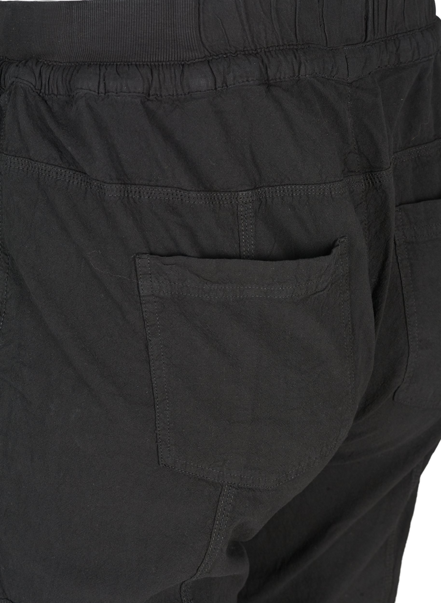 Løse bukser i bomuld, Black, Packshot image number 3