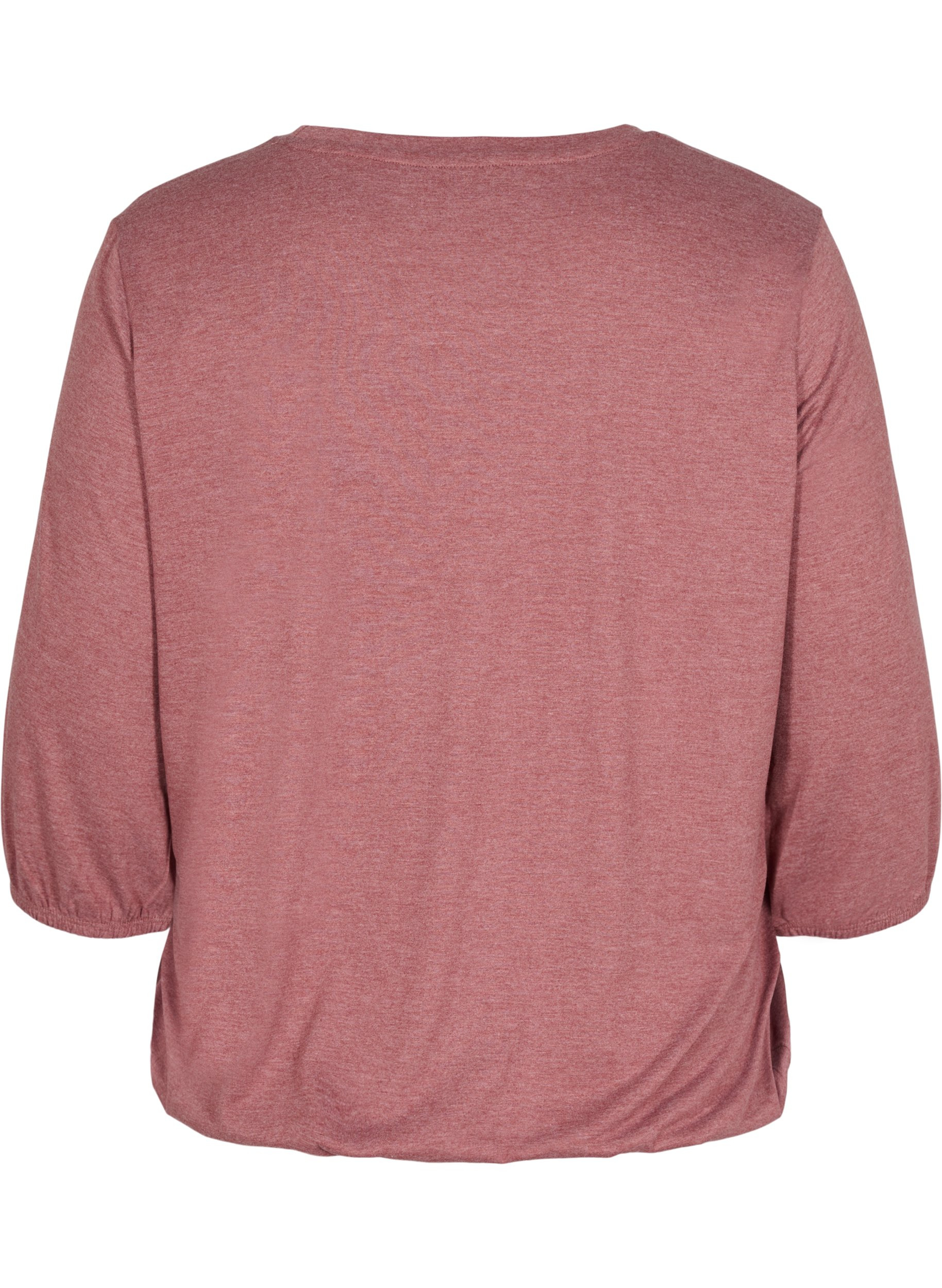 Ensfarvet bluse med 3/4 ærmer, Mahogany Mel, Packshot image number 1