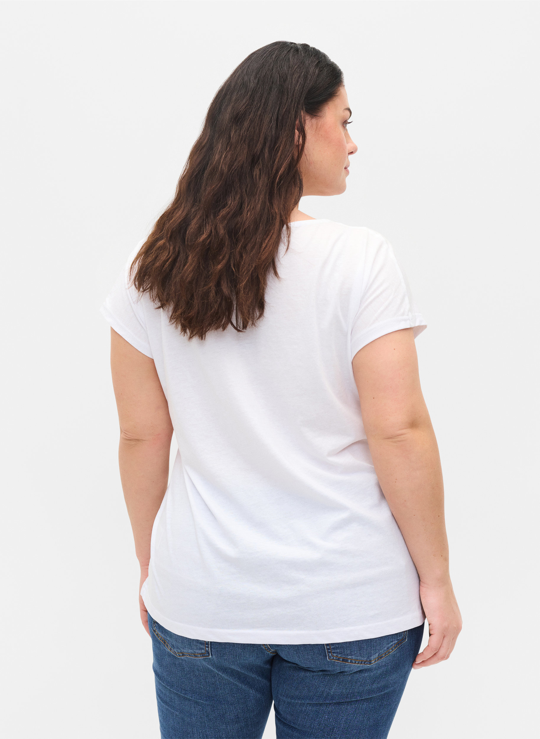 T-shirt i bomuldsmix, Bright White, Model image number 2