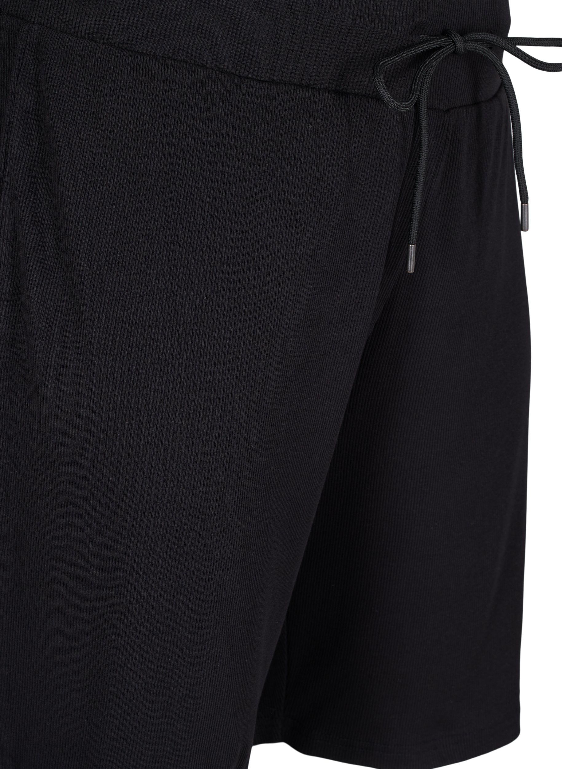 Løse shorts med ribstruktur, Black, Packshot image number 2