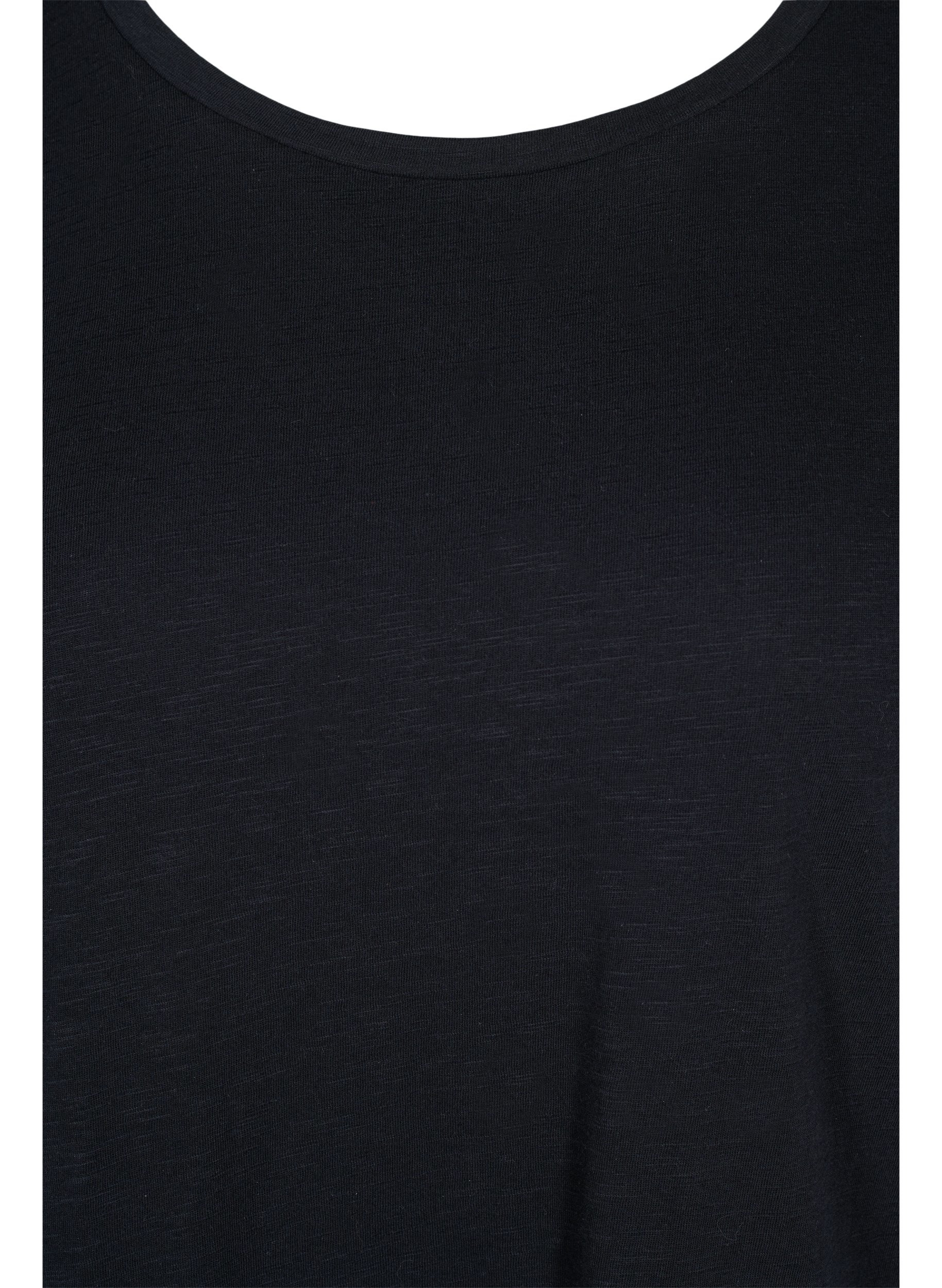 Bomulds t-shirt med korte ærmer, Black, Packshot image number 2