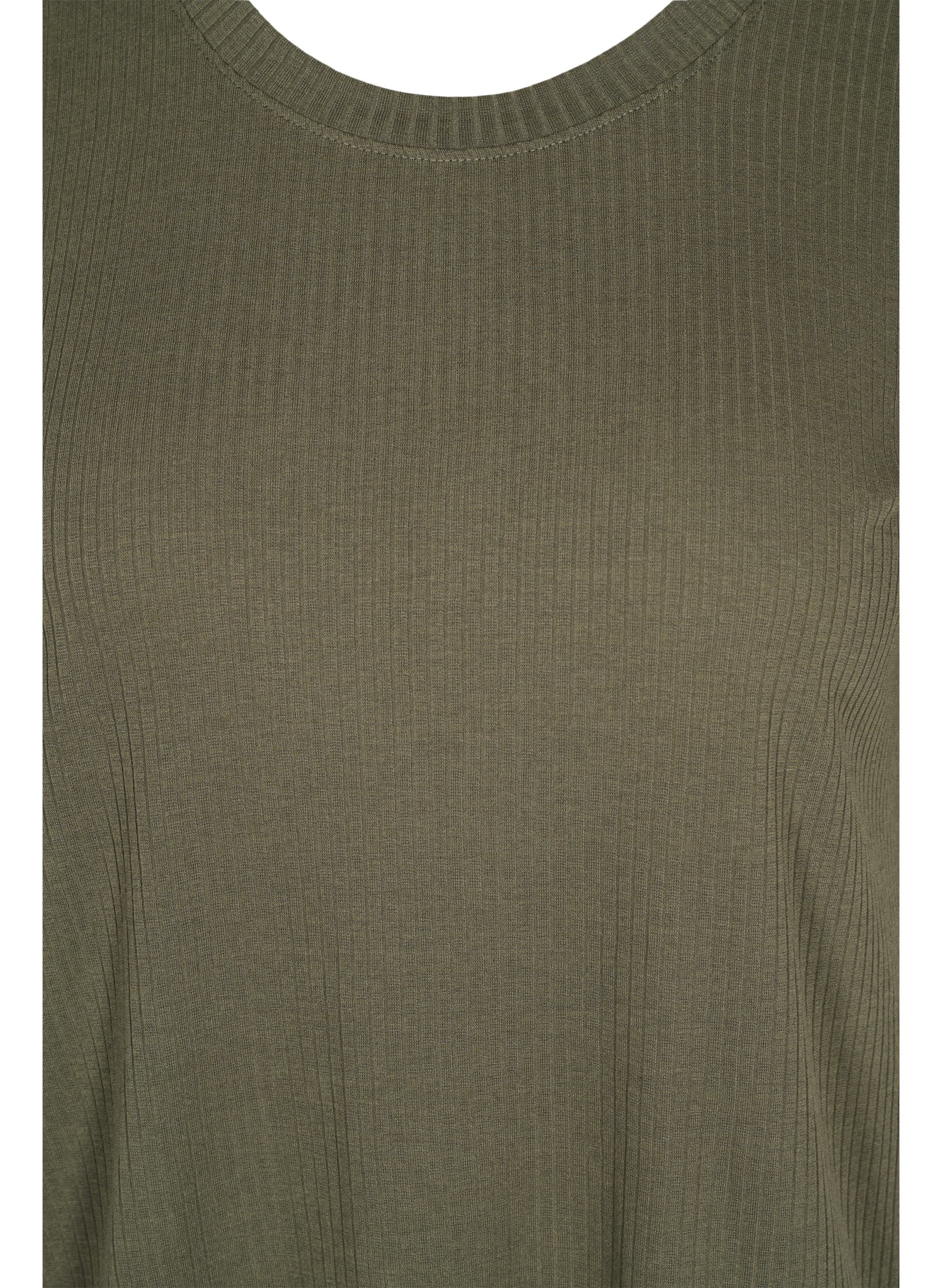 Kortærmet t-shirt i ribkvalitet, Dusty Olive, Packshot image number 2