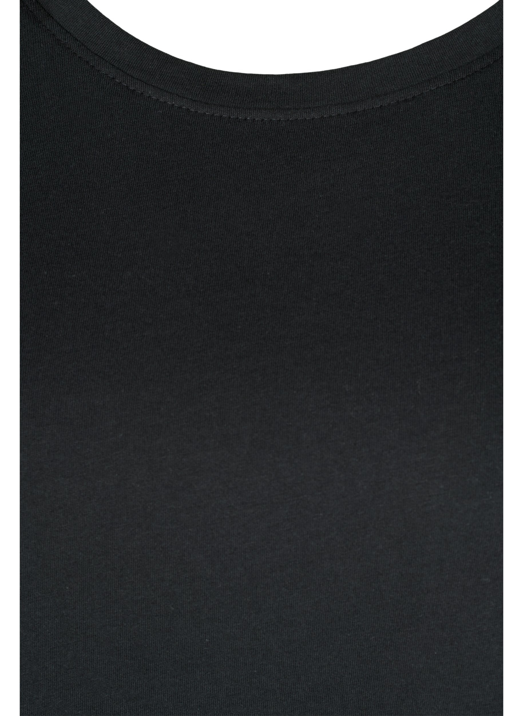 Bomulds trænings t-shirt med tekst og korte ærmer , Black, Packshot image number 2