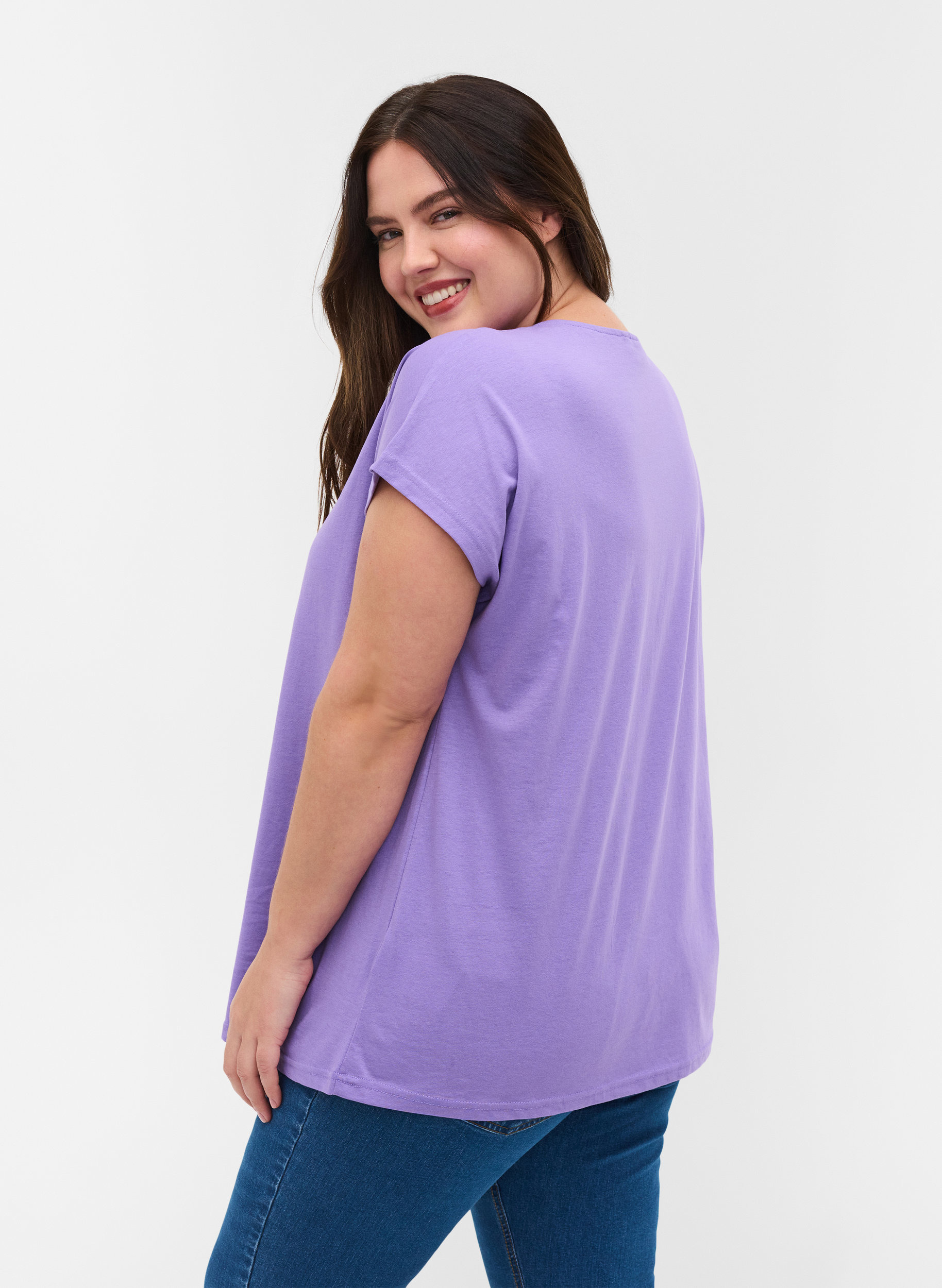 T-shirt i bomuldsmix, Paisley Purple, Model image number 1