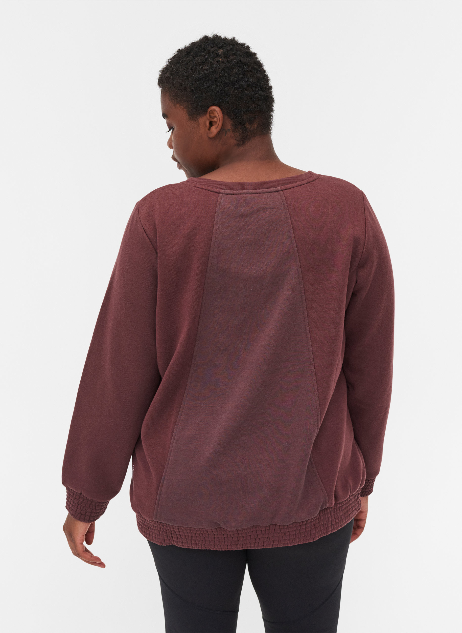 Sweatshirt med rund hals og smock, Decadent Chocolate, Model image number 1