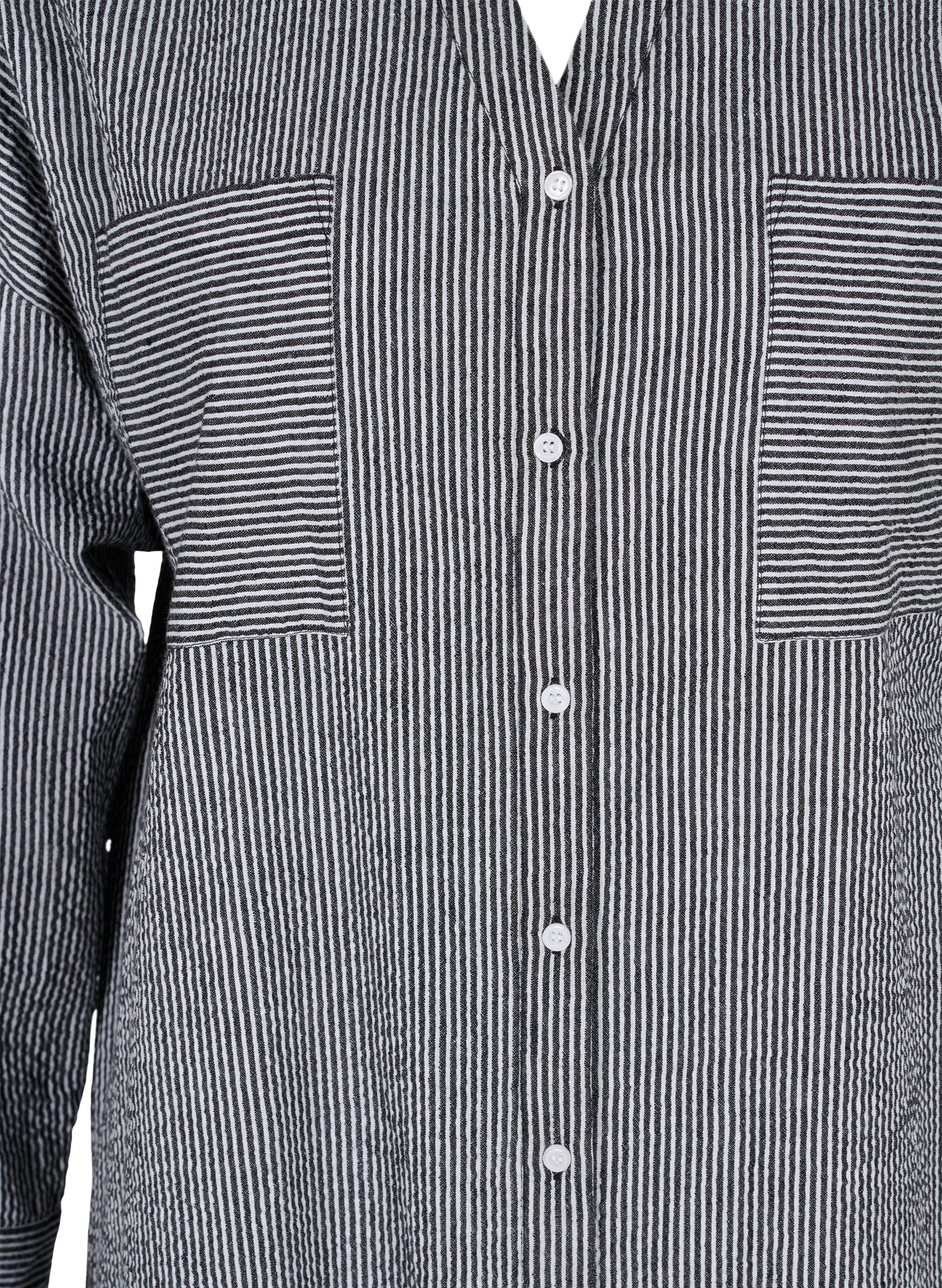 Stribet skjortekjole i bomuld, Black Stripe, Packshot image number 2