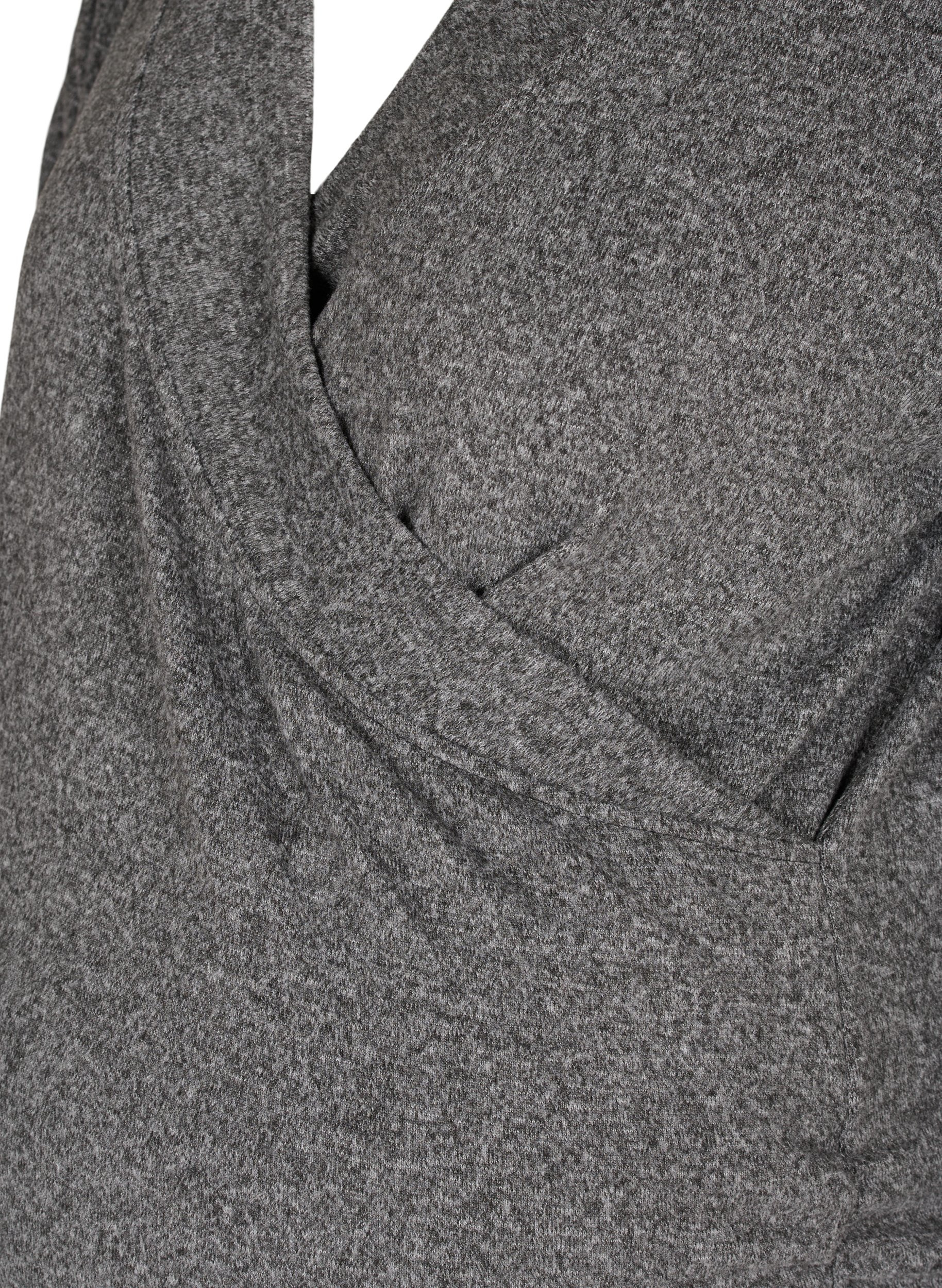 Graviditets bluse med 3/4 ærmer og v-udskæring, Dark Grey Melange, Packshot image number 2
