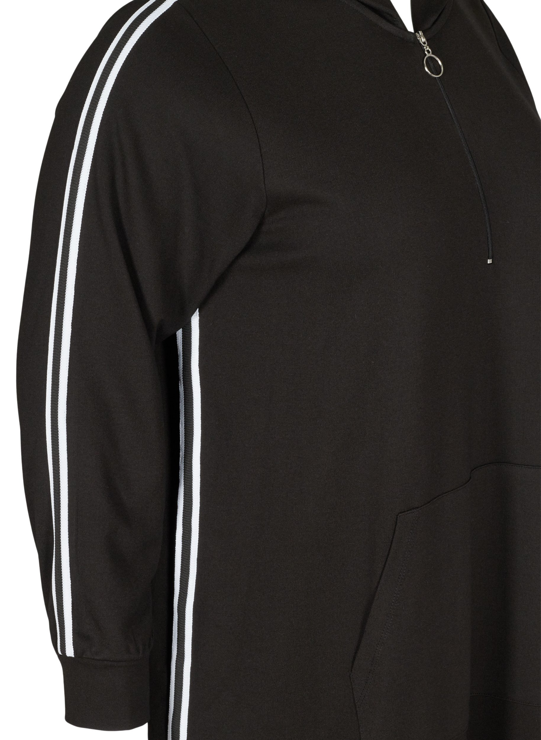 Sweatkjole med hætte og lynlås, Black, Packshot image number 3