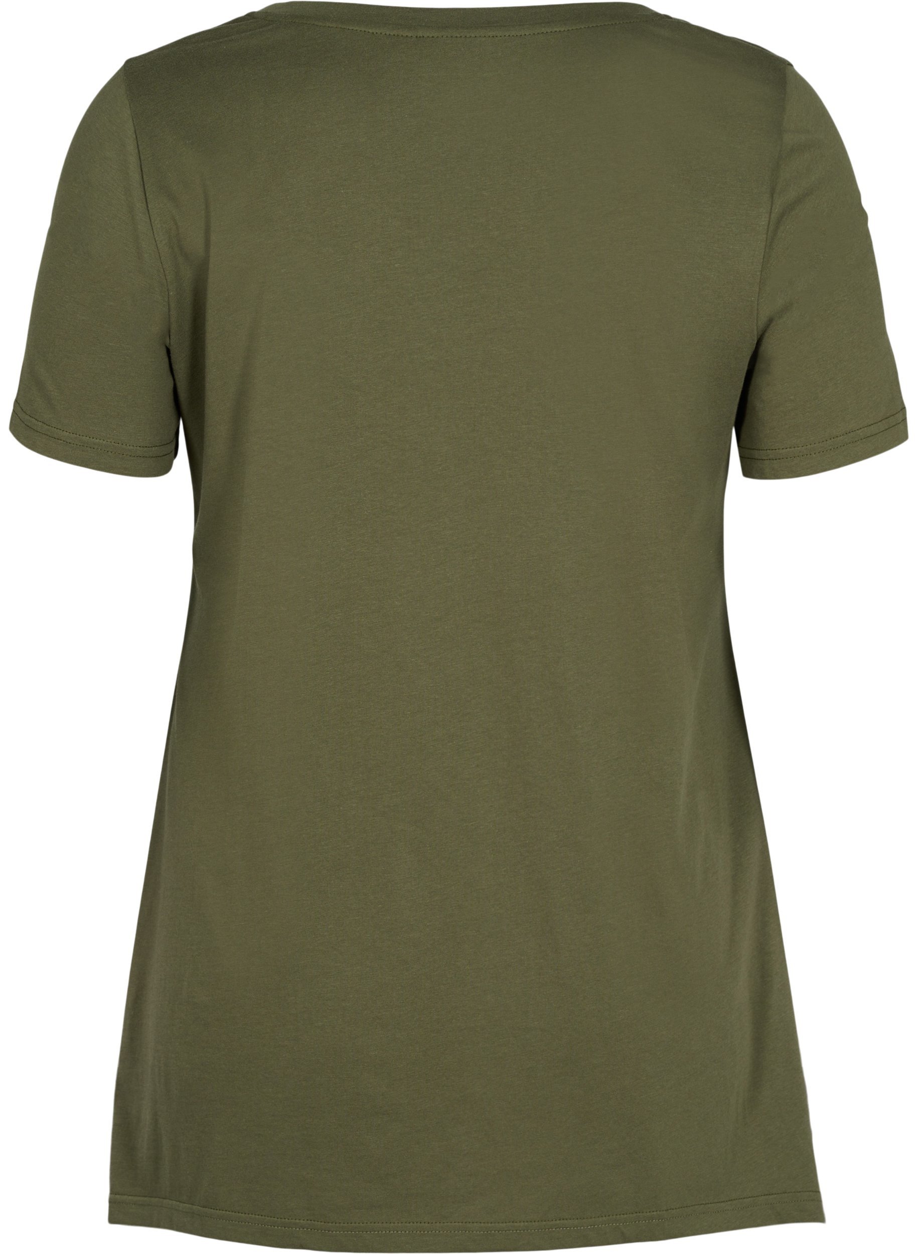 Kortærmet bomulds t-shirt med a-form, Ivy Green YES, Packshot image number 1
